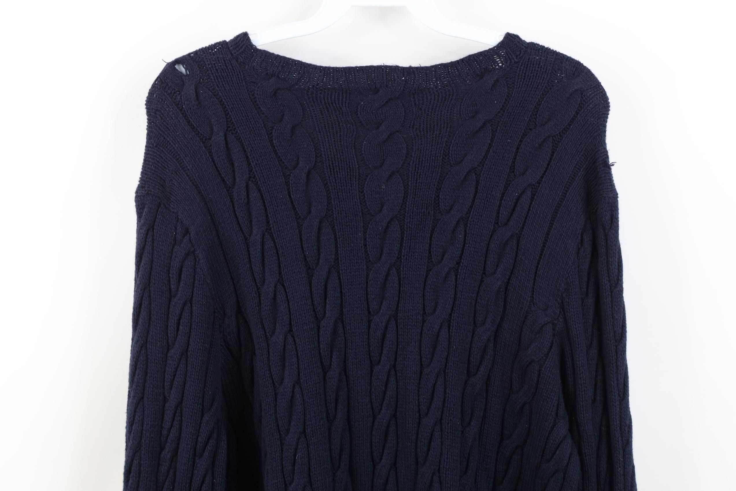 Polo Ralph Lauren Vintage 90s Ralph Lauren Chunky Cable Knit Sweater Blue Size XL / US 12-14 / IT 48-50 - 13 Thumbnail