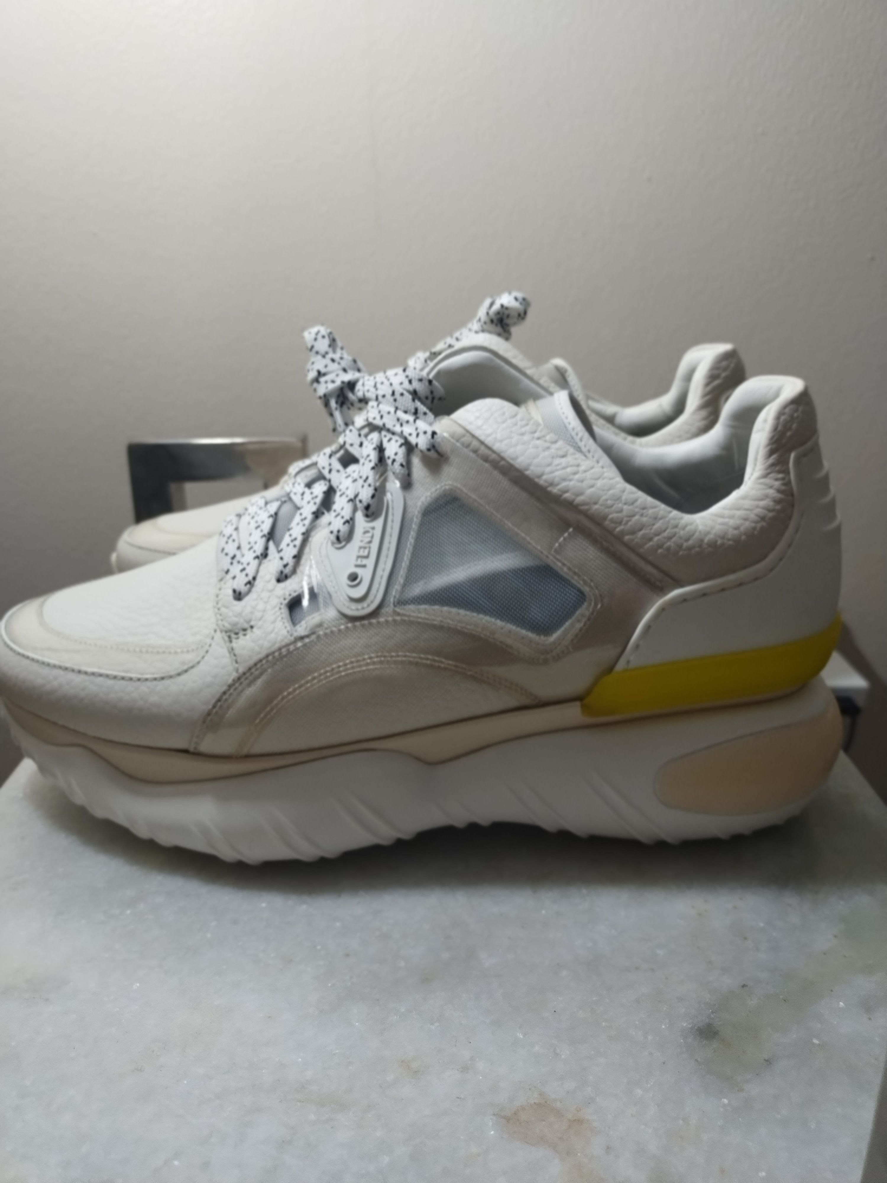 Fendi Fendi White Leather & Mesh bubble Platform Chunky Sneakers Size US 9 / IT 39 - 1 Thumbnail