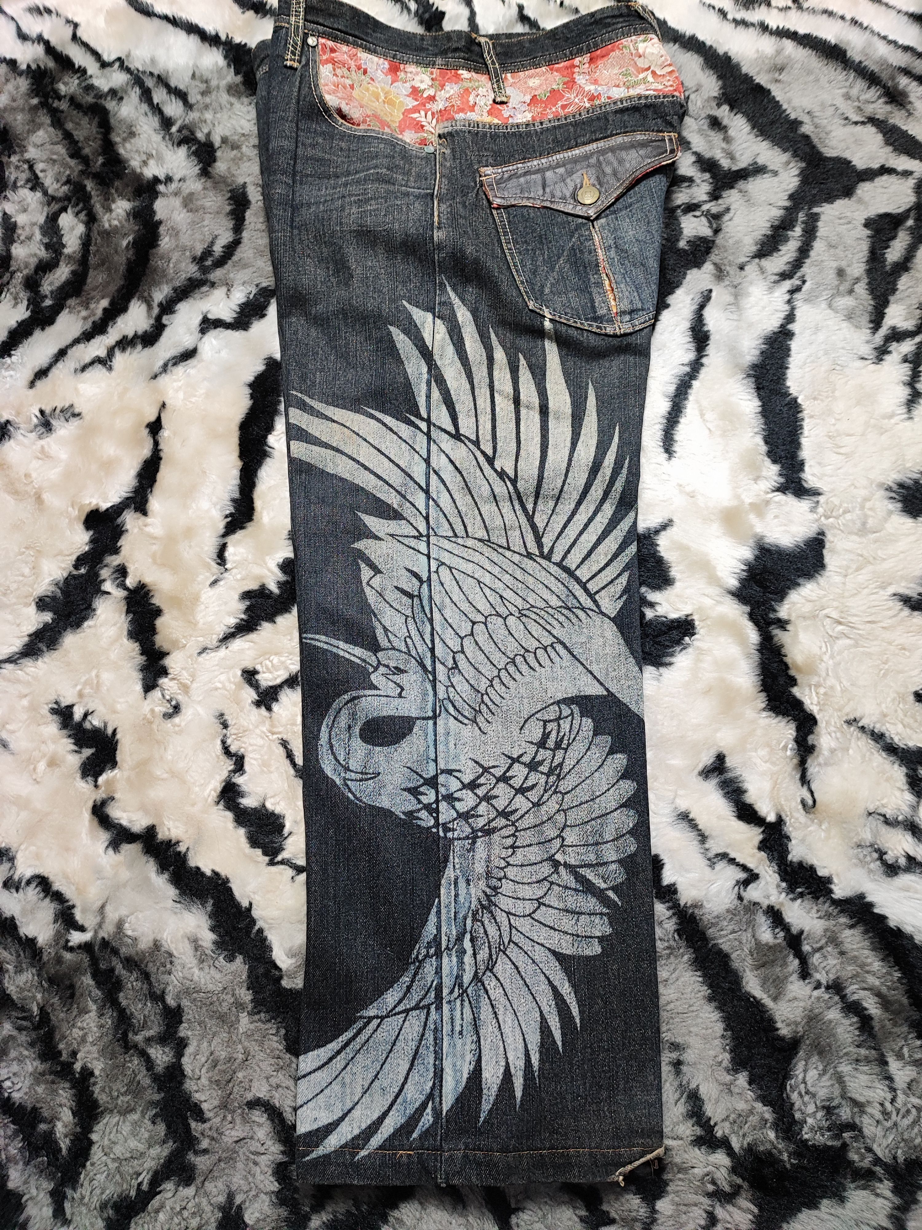 Japanese Brand Sukajan Phoenix Jeans Distressed by Gumu 34x28 Size US 34 / EU 50 - 14 Thumbnail