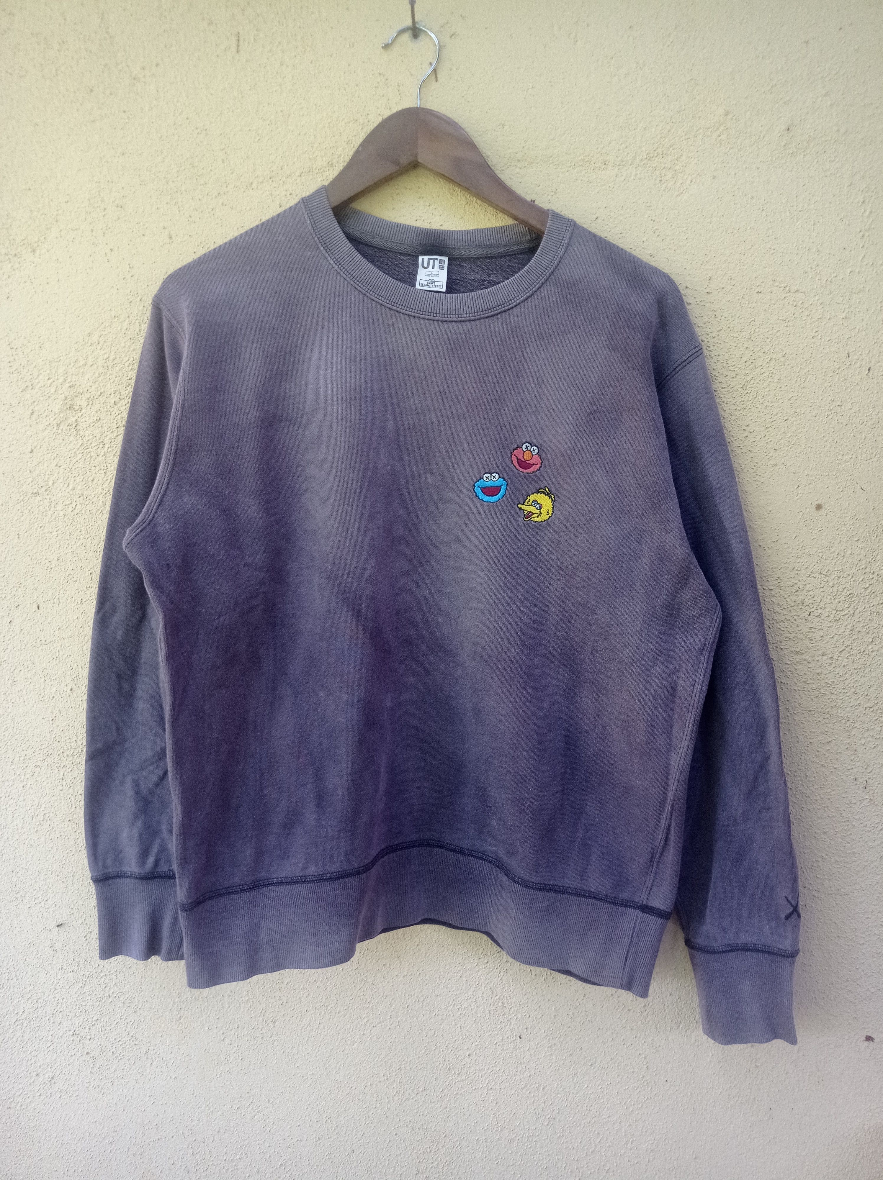 Trashed faded kaws x sesame street crewneck