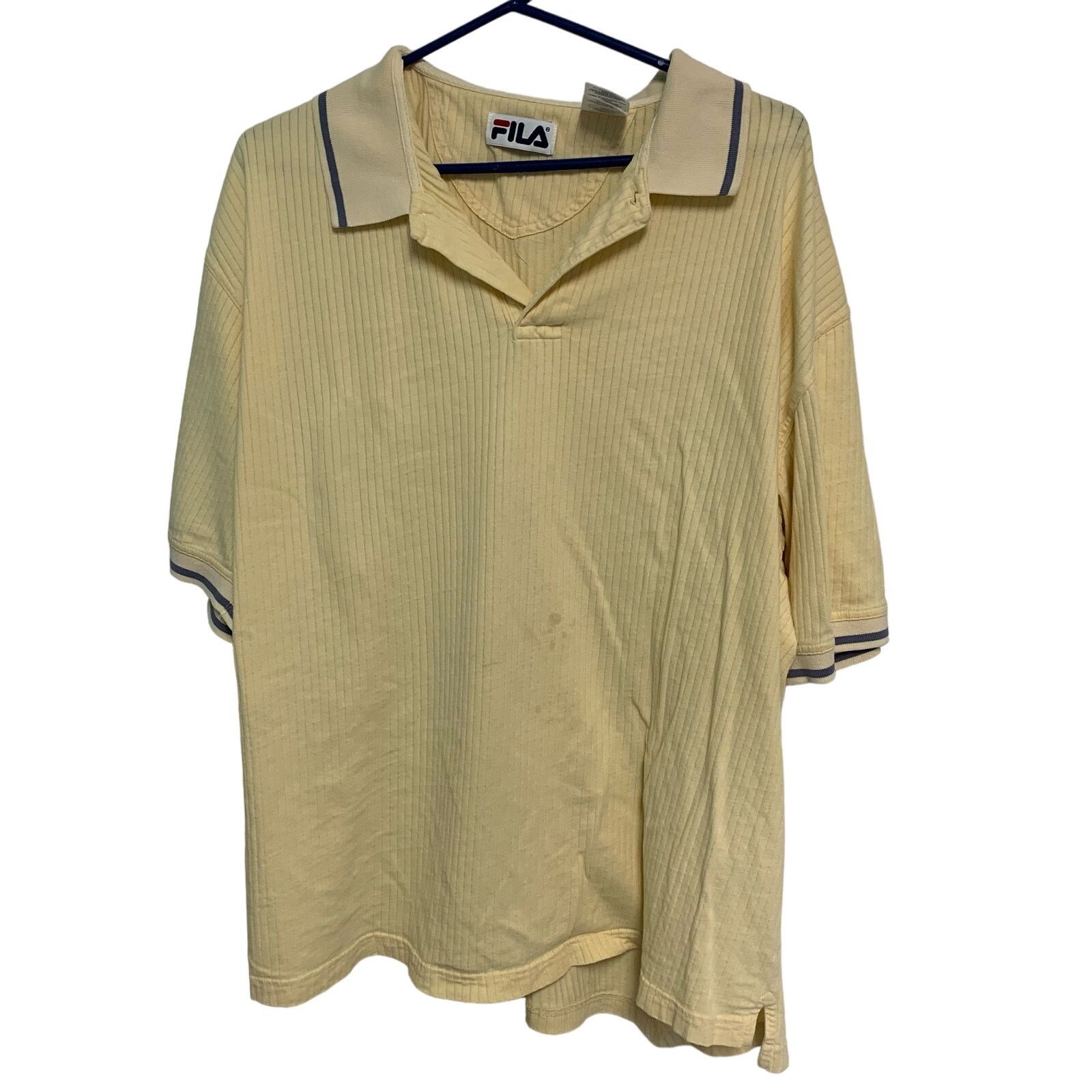 Fila FILA Vintage Y2K Men’s Yellow Ribbed Cotton Polo Shirt 2XL Size US XXL / EU 58 / 5 - 1 Thumbnail