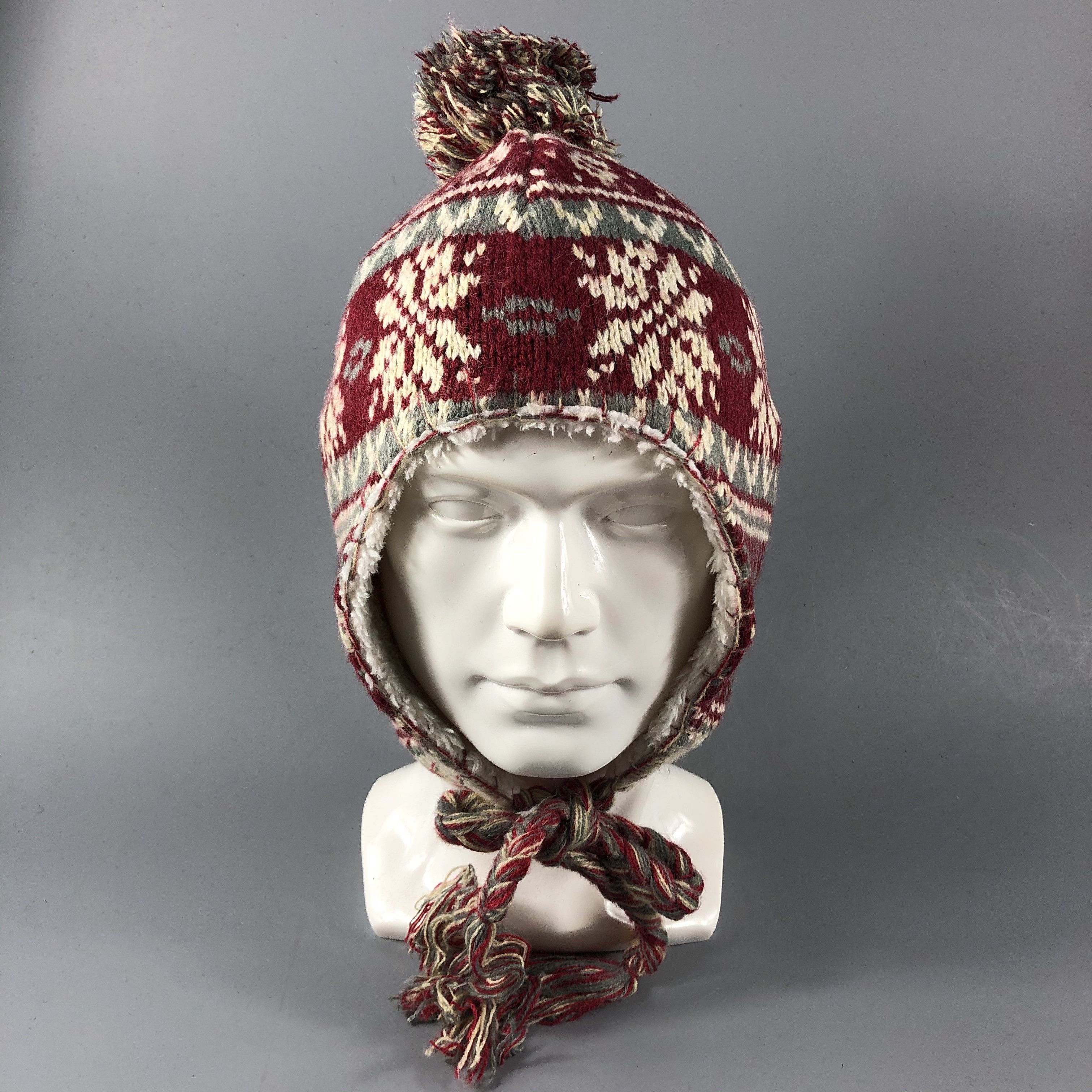 Vintage Fair Isle Ushanka Bobble Beanie Snowcap Snow Hat B760 Size ONE SIZE - 2 Thumbnail
