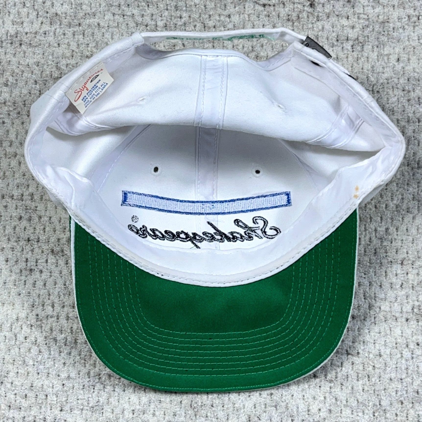 Vintage Vintage Shakespeare Hat Cap Strap Back Fishing Dad White Green Adjustable Adult Cap Size ONE SIZE - 3 Thumbnail