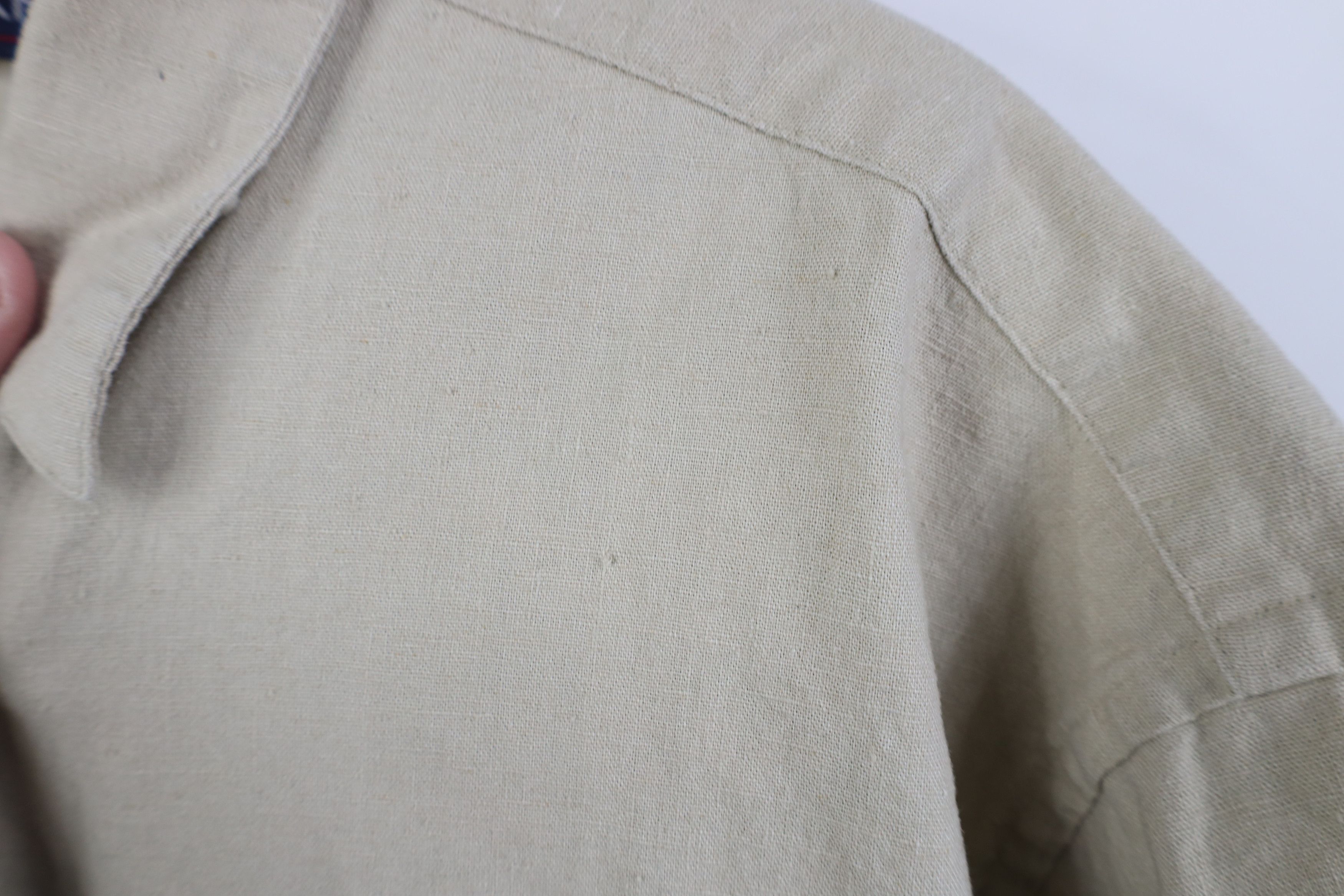Vintage Vintage 90s Streetwear Heavy Linen Short Sleeve Button Shirt Size US L / EU 52-54 / 3 - 5 Thumbnail