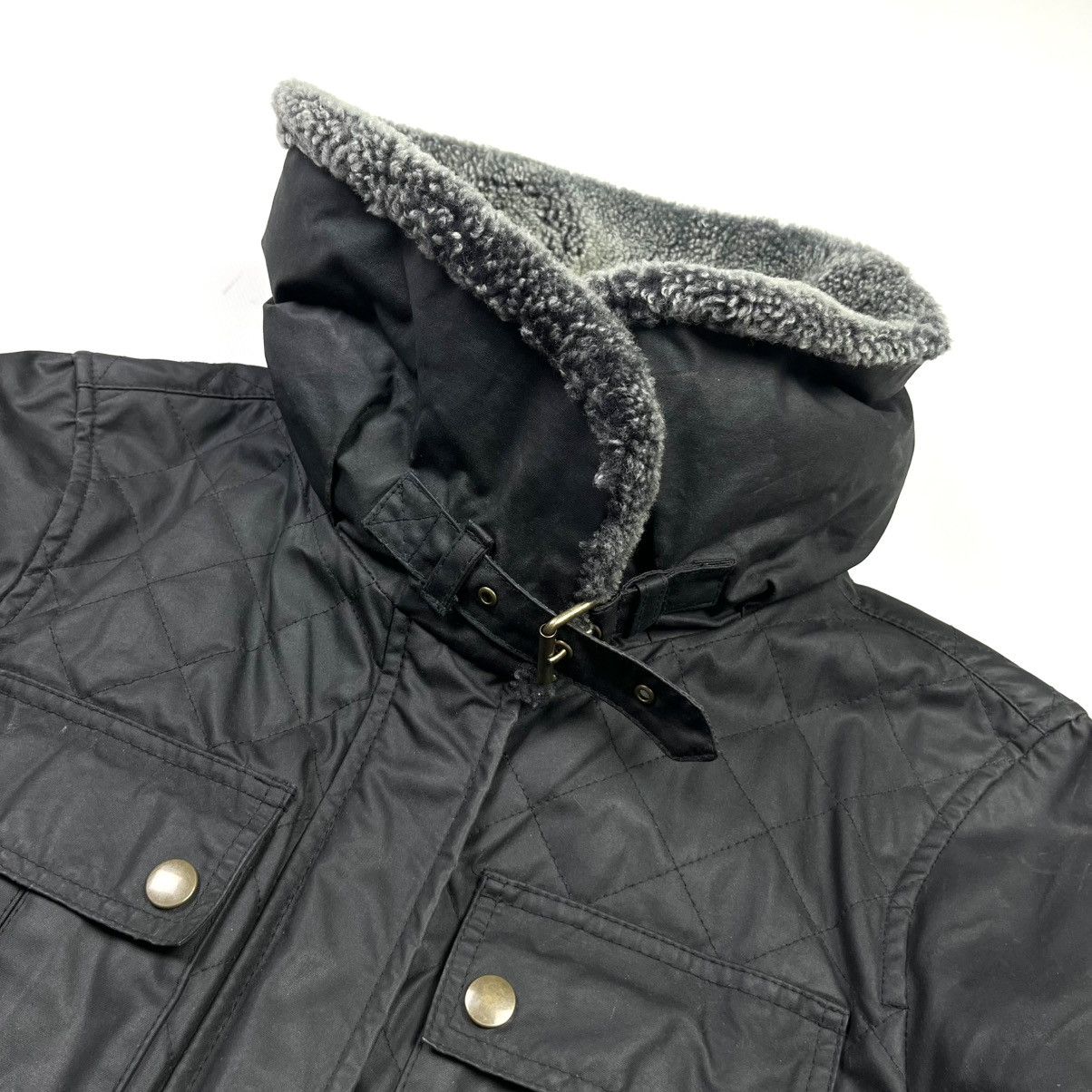 Belstaff × Vintage Belstaff Gold Label Waxed Jacket With Fur Black Size M / US 6-8 / IT 42-44 - 4 Thumbnail