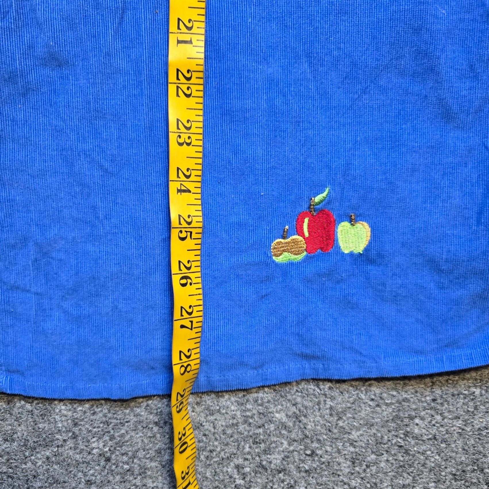 Quacker Factory Quacker Factory Blouse Women 1X Blue Embroidered Apples Corduroy Button Long Sleeve Size XL / US 12-14 / IT 48-50 - 7 Thumbnail