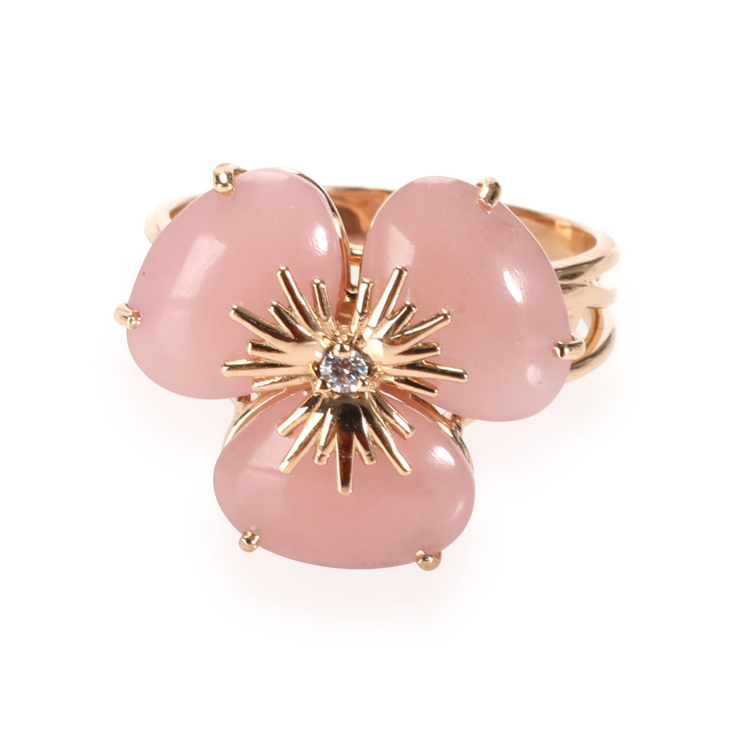 image of Tiffany Co Vianna Brasil Malva Quartz Diamond Flower Ring In 18K Rose Gold 0.02 Ctw, Women's
