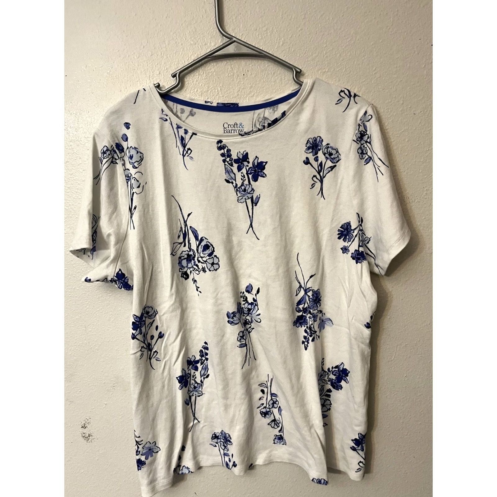 Croft & Barrow Croft & Barrow Classic T Women's 2XL White Knit Top Short Sleeves Casual Sleeve Round Neck Pullover 100% Cotton Aztec Geometric Pattern Size XXL / US 16-18 / IT 52-54 - 2 Thumbnail