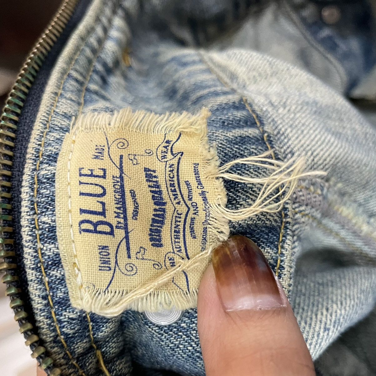 Japanese Brand THRASHED💥BLUE UNION MADE PAINTER DISTRESSED DENIM JEAN Size US 32 / EU 48 - 12 Thumbnail