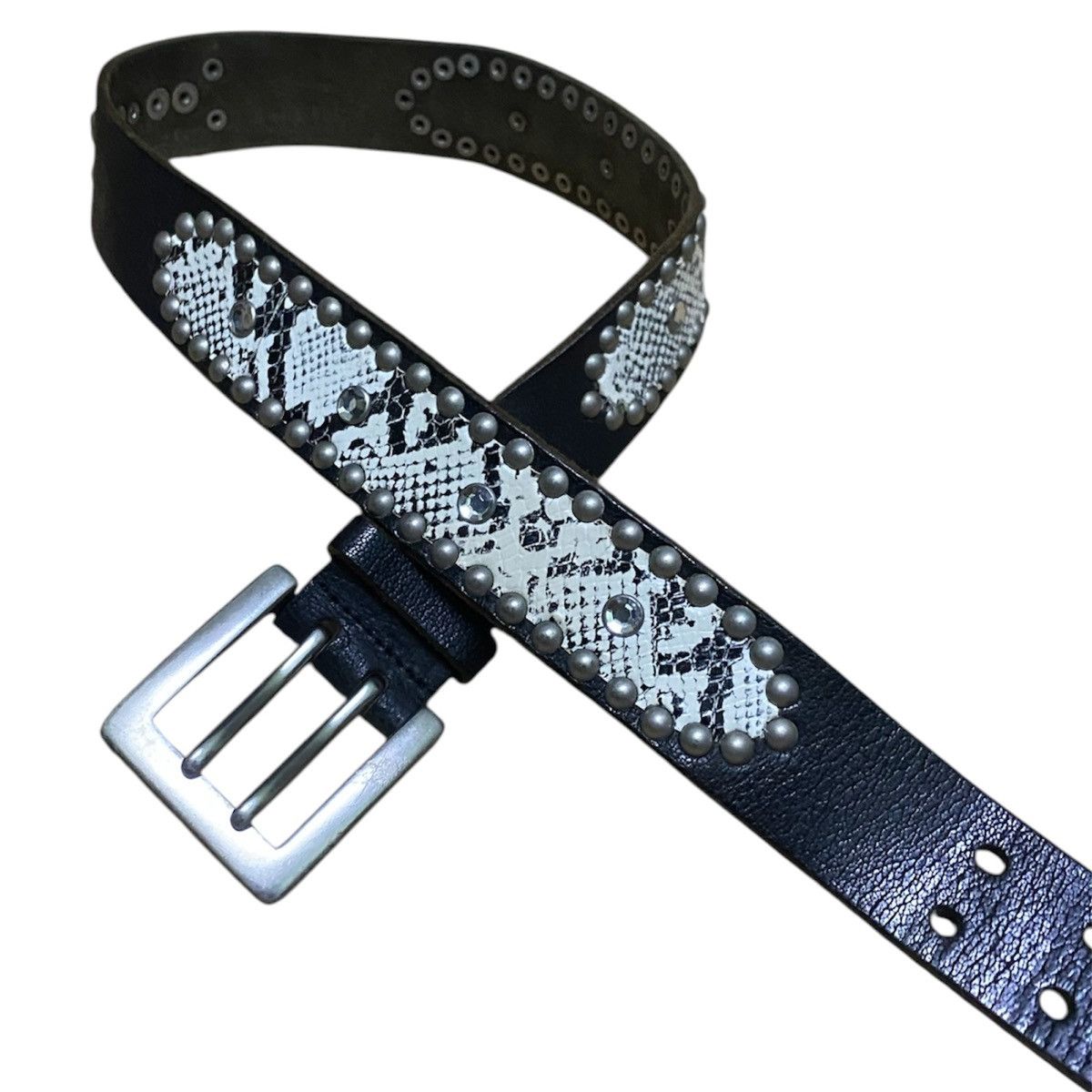 Japanese Brand Handmade Japanese Snakeskin Leather Studded Belt Size ONE SIZE - 7 Thumbnail