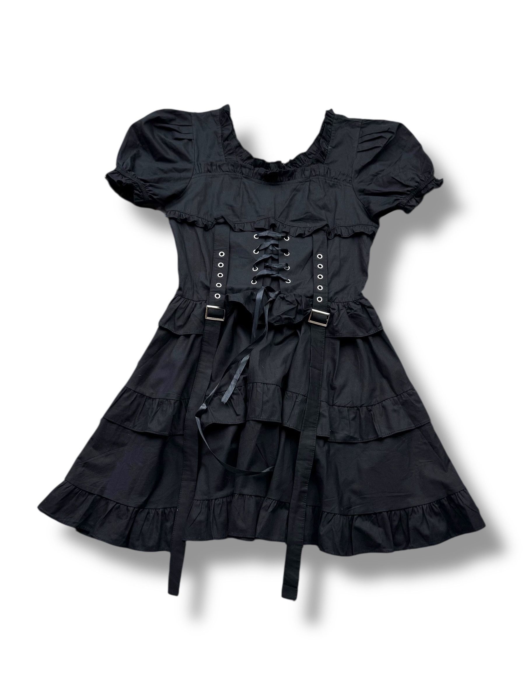 Japanese Brand Vintage Flare Dress With Bondage(V235) Size XS / US 0-2 / IT 36-38 - 1 Thumbnail