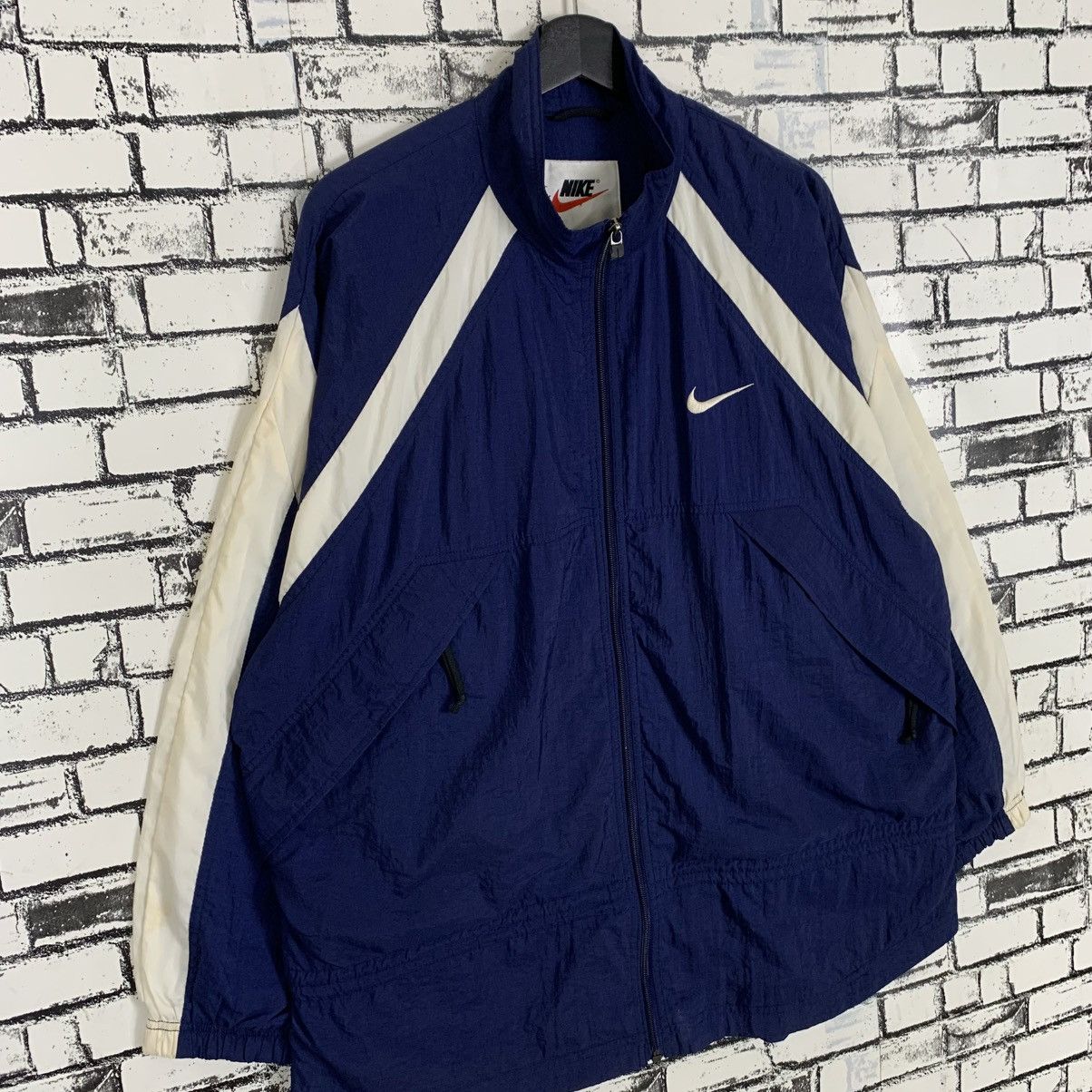Nike × Vintage Vintage 90s Nike Swoosh Small Logo Windbreaker Nike Zipper Size US XL / EU 56 / 4 - 4 Thumbnail