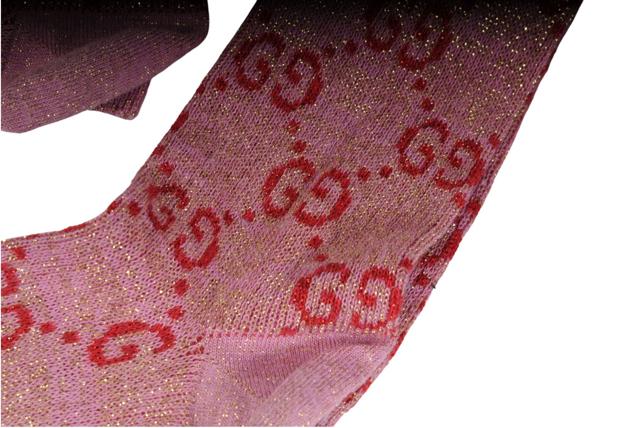 Gucci Glittery GG Logo Monogram Socks Size Small Pink Red Size ONE SIZE - 8 Thumbnail