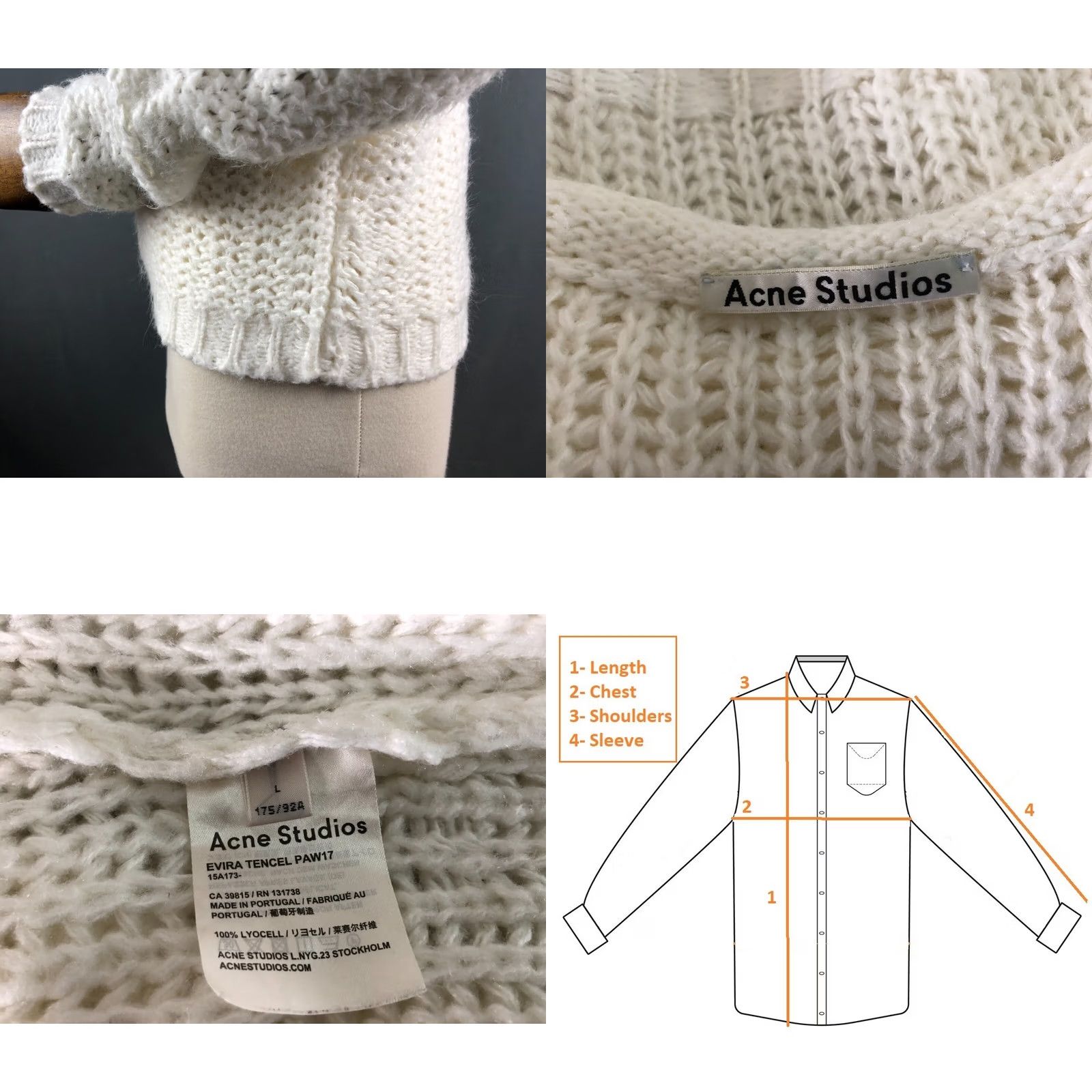 Acne Studios Acne Studios Knitted Pullover Lyocell White Women Size L Crew Neck Cable-Knit Sweater Size L / US 10 / IT 46 - 8 Thumbnail