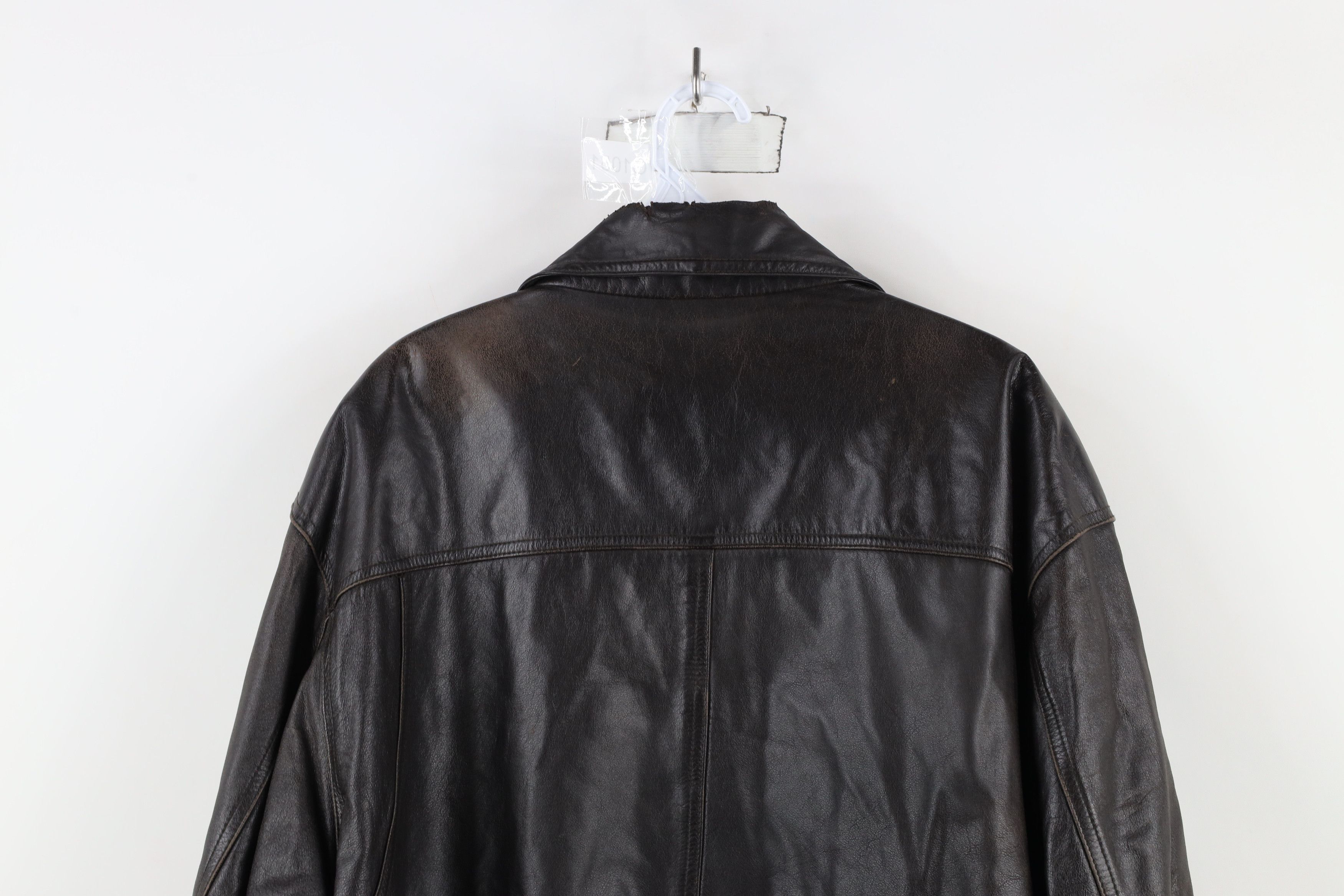 Vintage Vintage 90s Streetwear Leather Flight Bomber Jacket Brown Size US L / EU 52-54 / 3 - 15 Thumbnail