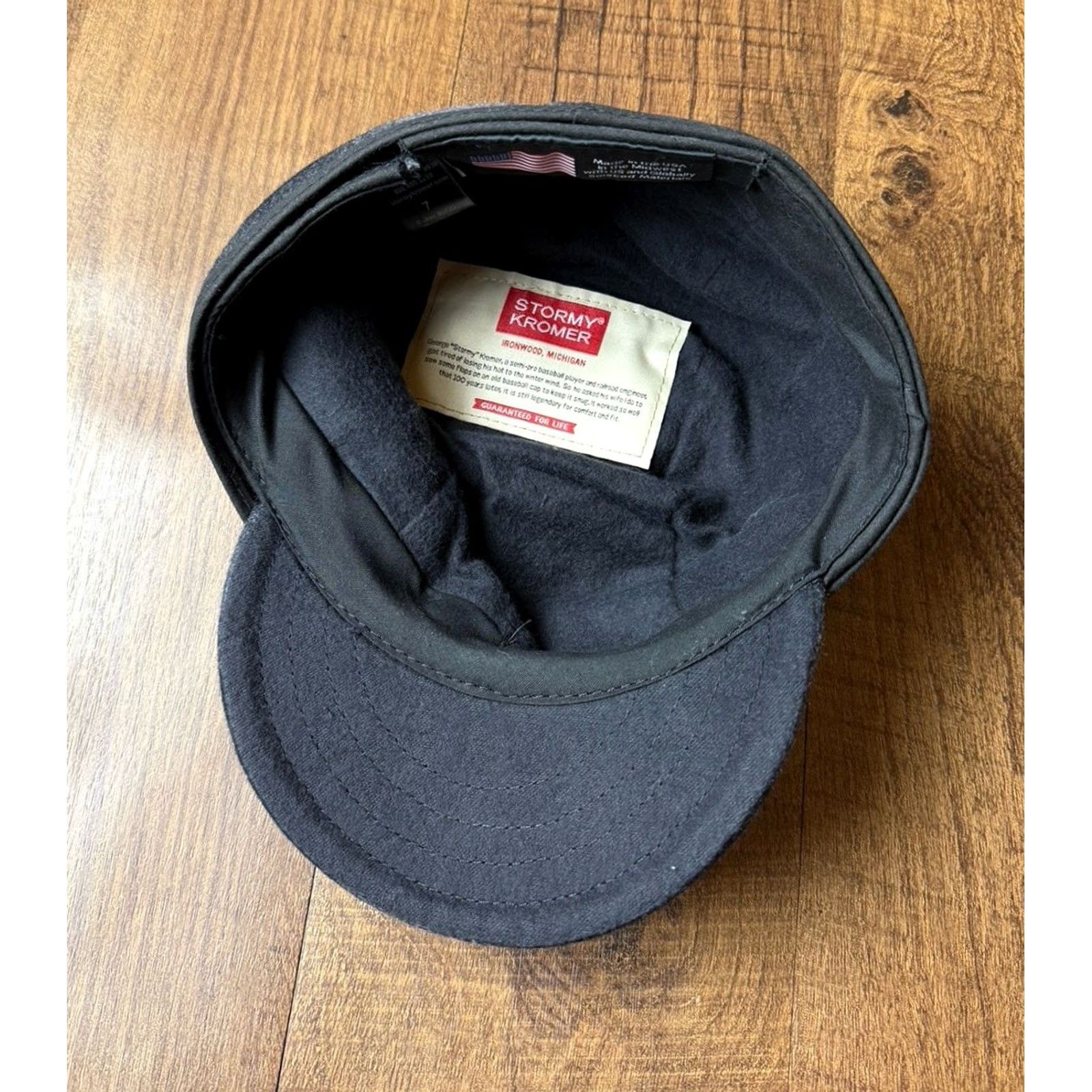 Vintage Stormy Kromer Hat Cap Mens 7 Gray Black Plaid Wool Winter Made USA Ear Flap Lined Baseball Cap Men Size ONE SIZE - 6 Thumbnail