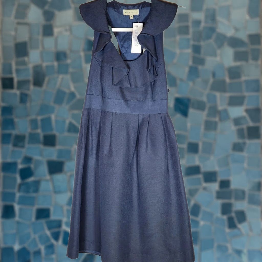 Griffin Annie Griffin Dress Sleeveless Fit & Flare Ruffled Blue T-Back Women's Sz 4 New Size S / US 4 / IT 40 - 1 Thumbnail