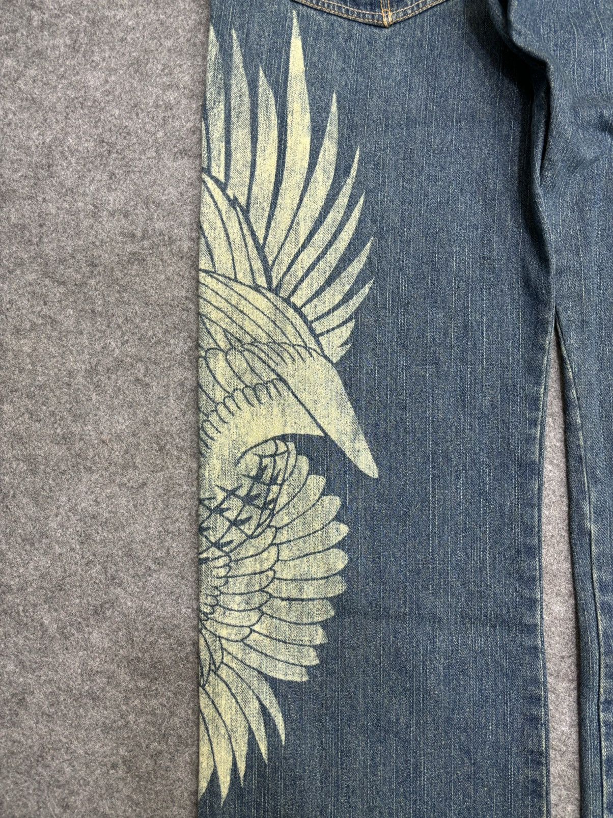 Japanese Brand 💥ART💥Gumu In Floral Embroided Flying Swan Print Denim F557 Size US 34 / EU 50 - 15 Thumbnail