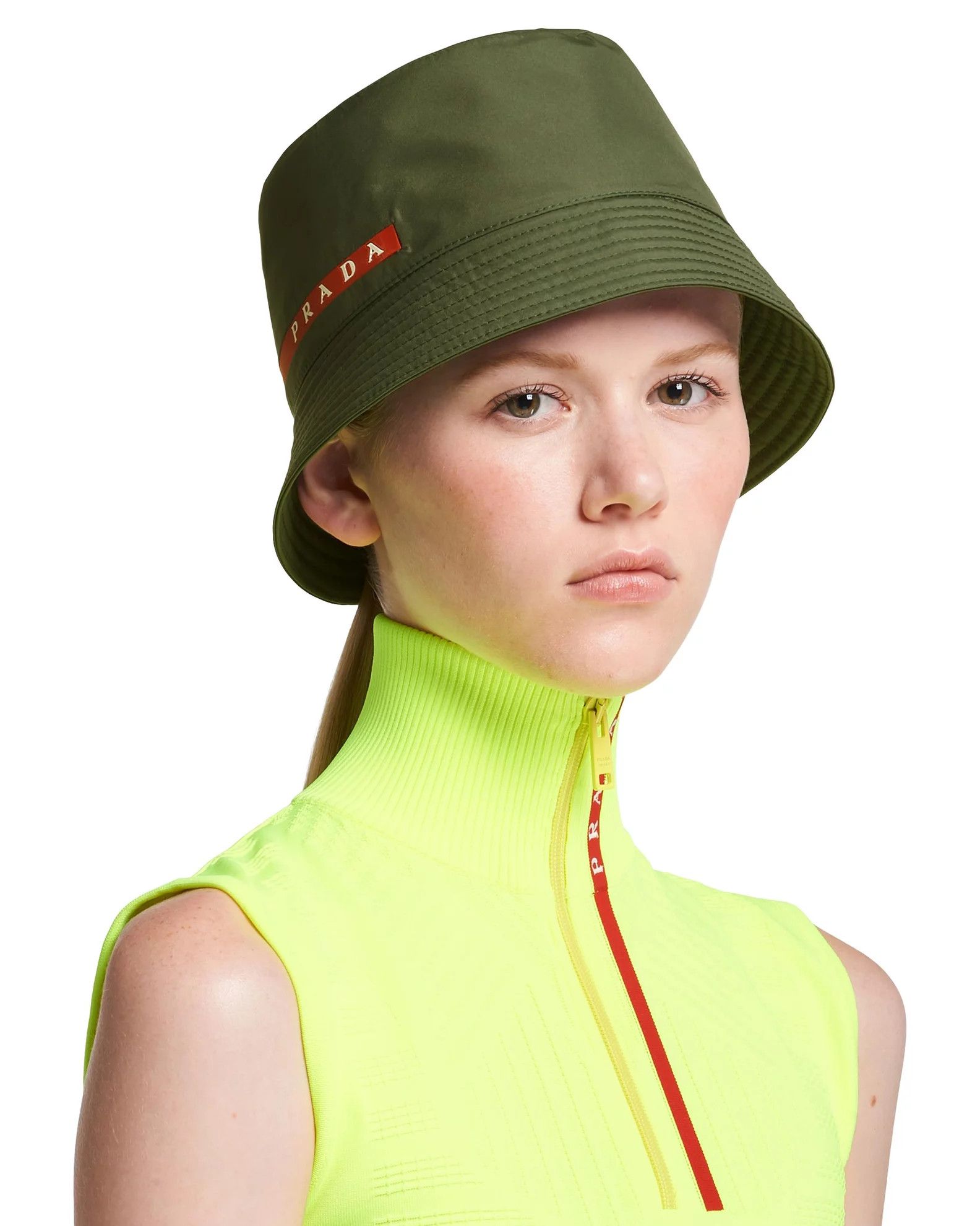 Prada o1mt1gz0225 Size: OS / Bucket Hat / Cap in Olive Green Size ONE SIZE - 1 Thumbnail