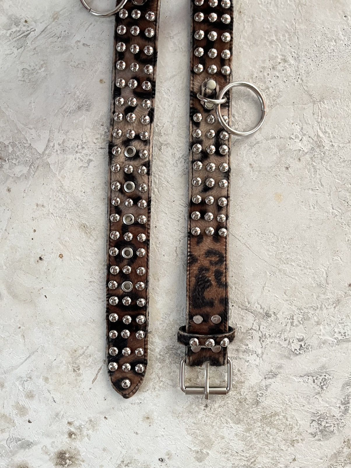 Hysteric Glamour Japanese Punk Leopard Studded Ring Fur Belt Size 32 - 3 Thumbnail