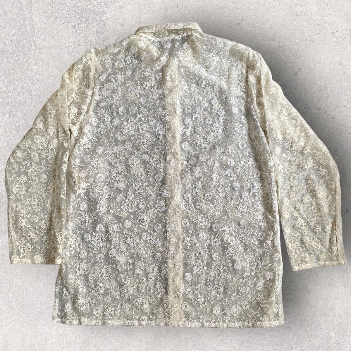 Comme des Garcons Vintage 70’s Sheer Lace Shirt Size M / US 6-8 / IT 42-44 - 2 Thumbnail