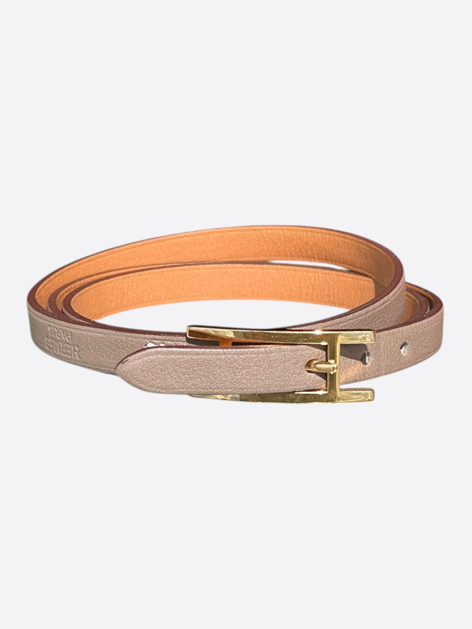 Hermes Etoupe Swift & Gold Hardware Behapi Double Tour Bracelet Size ONE SIZE - 1 Thumbnail