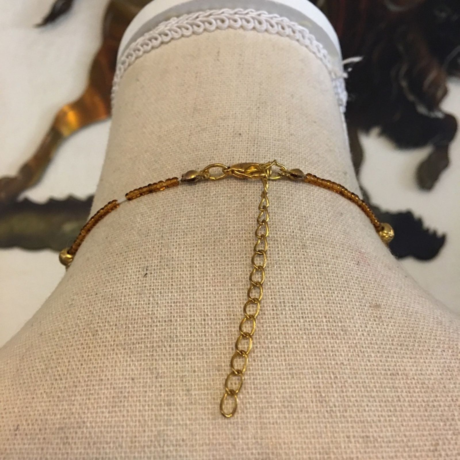Vintage Vintage amber glass beads gold seed bead necklace Size ONE SIZE - 5 Thumbnail