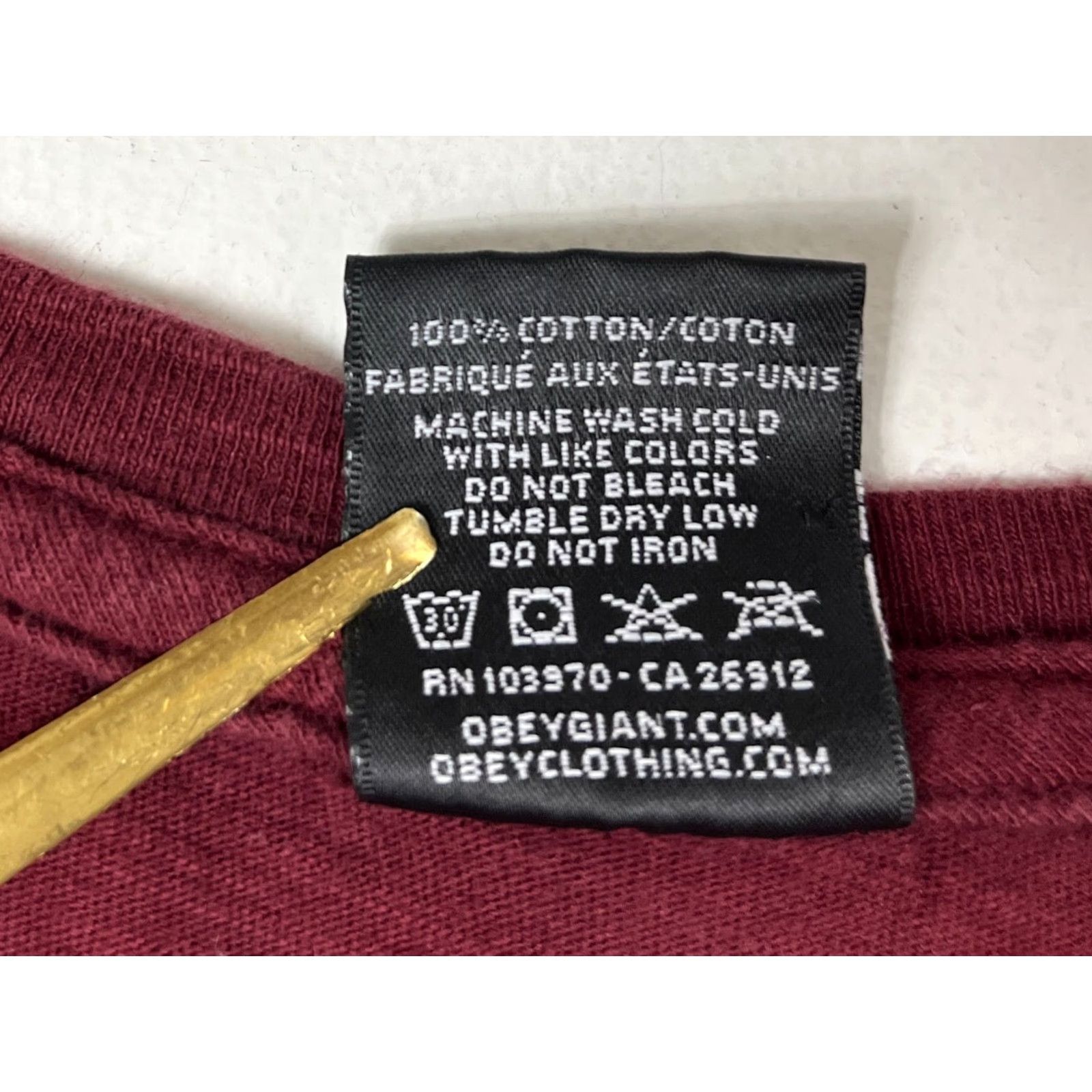 Obey OBEY Worldwide MFG '89 T-Shirt Unisex Adults M Crew Neck Short Sleeve Maroon USA Made a Size US M / EU 48-50 / 2 - 5 Thumbnail
