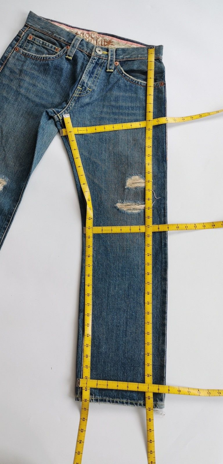 Japanese Brand CocoLulu Print Distressed Denim Jeans Size US 32 / EU 48 - 9 Thumbnail