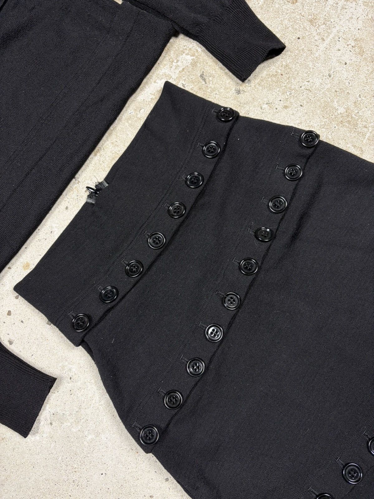 Dolce & Gabbana FW 2003 Dolce & Gabbana Black Button Up Skirt & Sweater Set Size S / US 4 / IT 40 - 6 Thumbnail