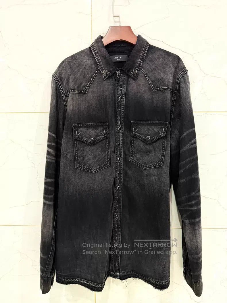 Amiri Amiri Studded and Crystal Encrusted Denim Shirt Size US M / EU 48-50 / 2 - 1 Thumbnail