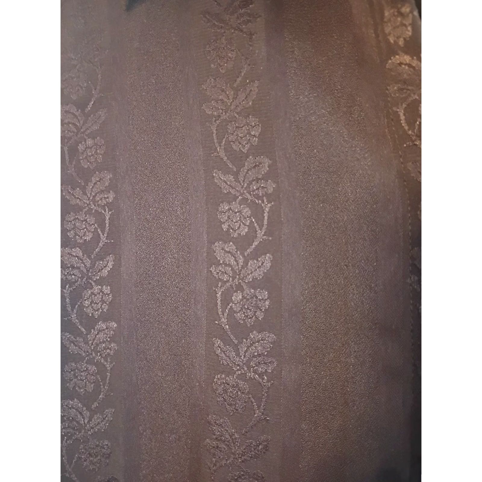 Vintage VINTAGE Tess Blouse Shirt Ladies M Brown Floral Jacquard Top Rouleau Buttons Shoulder Pads Party/Cocktail Womens Size M / US 6-8 / IT 42-44 - 2 Thumbnail