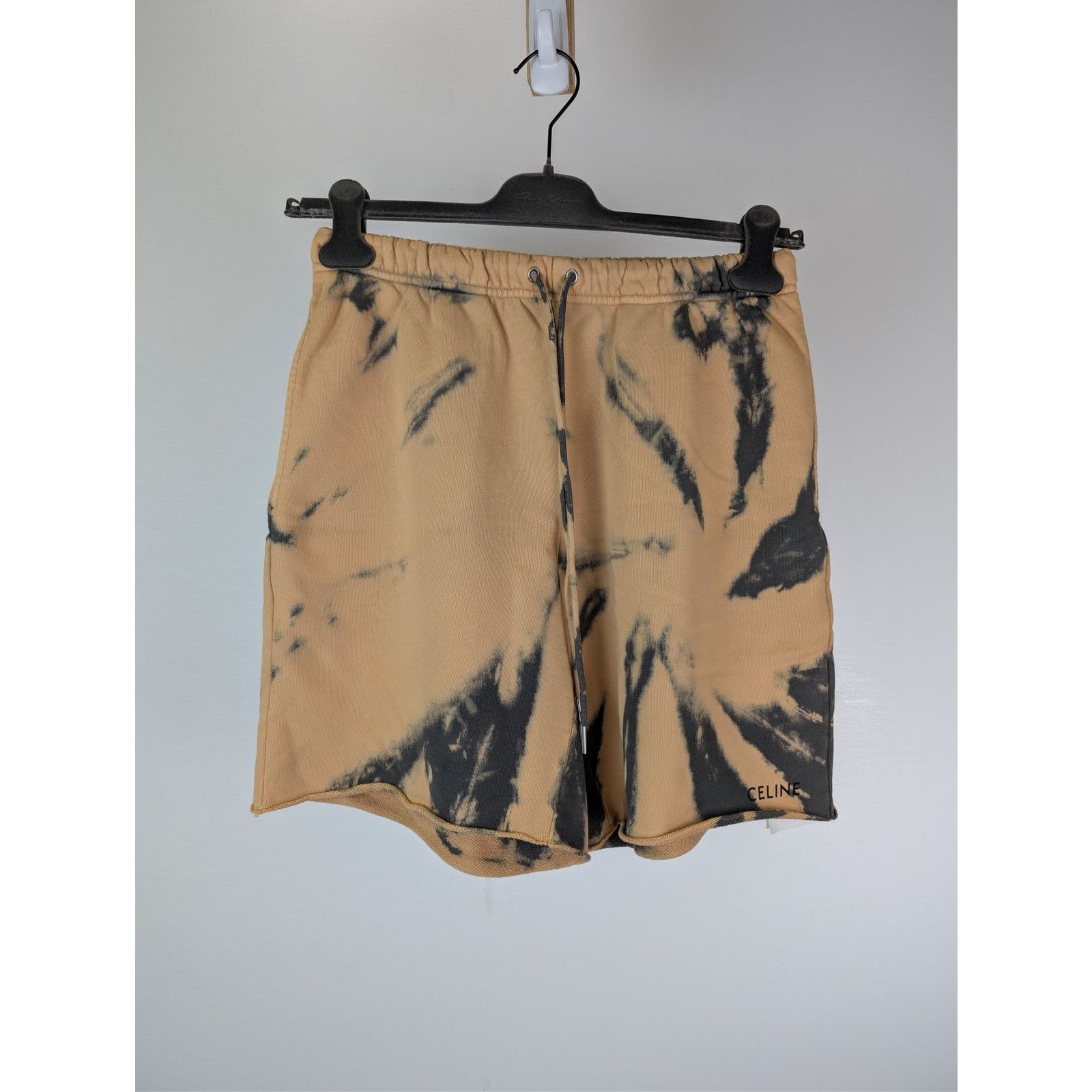 Celine o1rshd1 Tie-Dye Cotton Fleece Shorts in Grey/Beige/Black Size US 30 / EU 46 - 1 Thumbnail