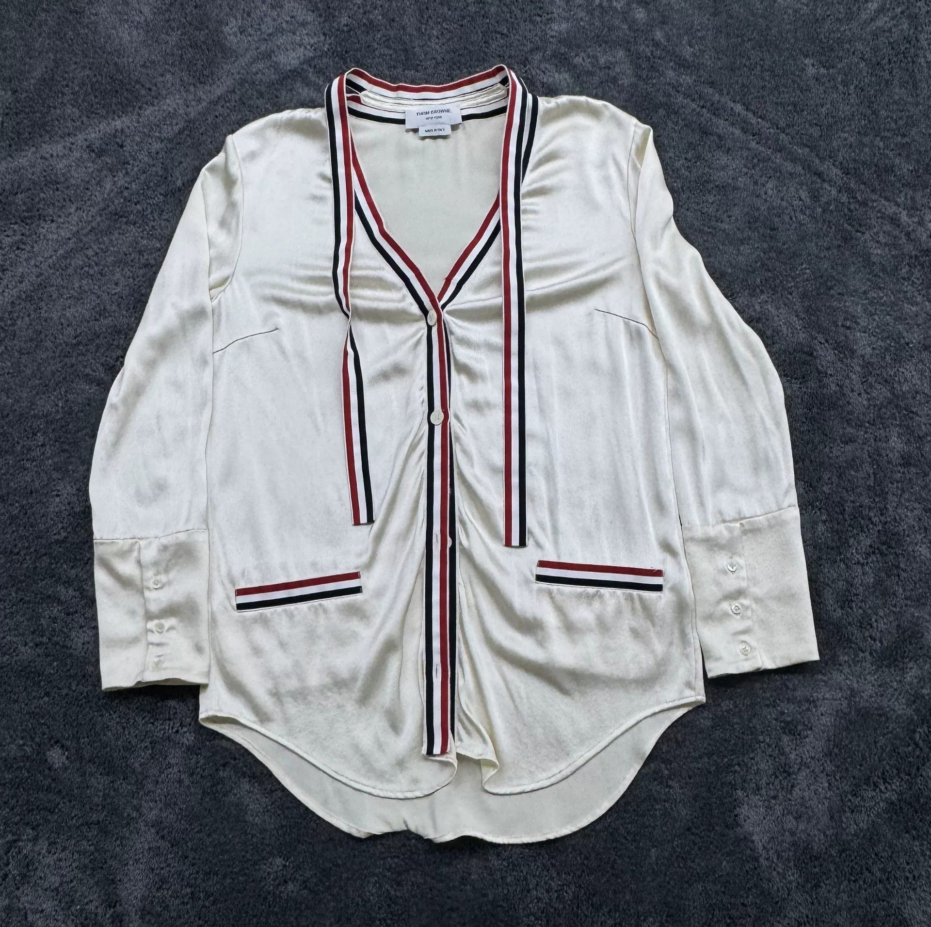 Thom Browne Thom Browne Striped Silk Cardigan Size 40 Size US M / EU 48-50 / 2 - 1 Thumbnail