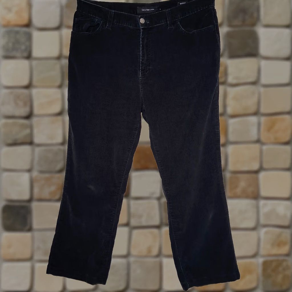 Calvin Klein Calvin Klein Pants Women 16 Bootcut Black Stretch Classic Hemmed Corduroy Size 38" / US 16 / IT 52 - 1 Thumbnail