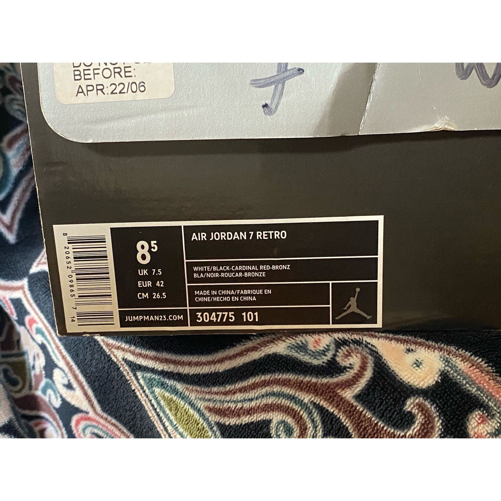 Jordan Brand 2006 Nike Air Jordan 7 Cardinal m8.5 w10 Size US 8.5 / EU 41-42 - 7 Thumbnail