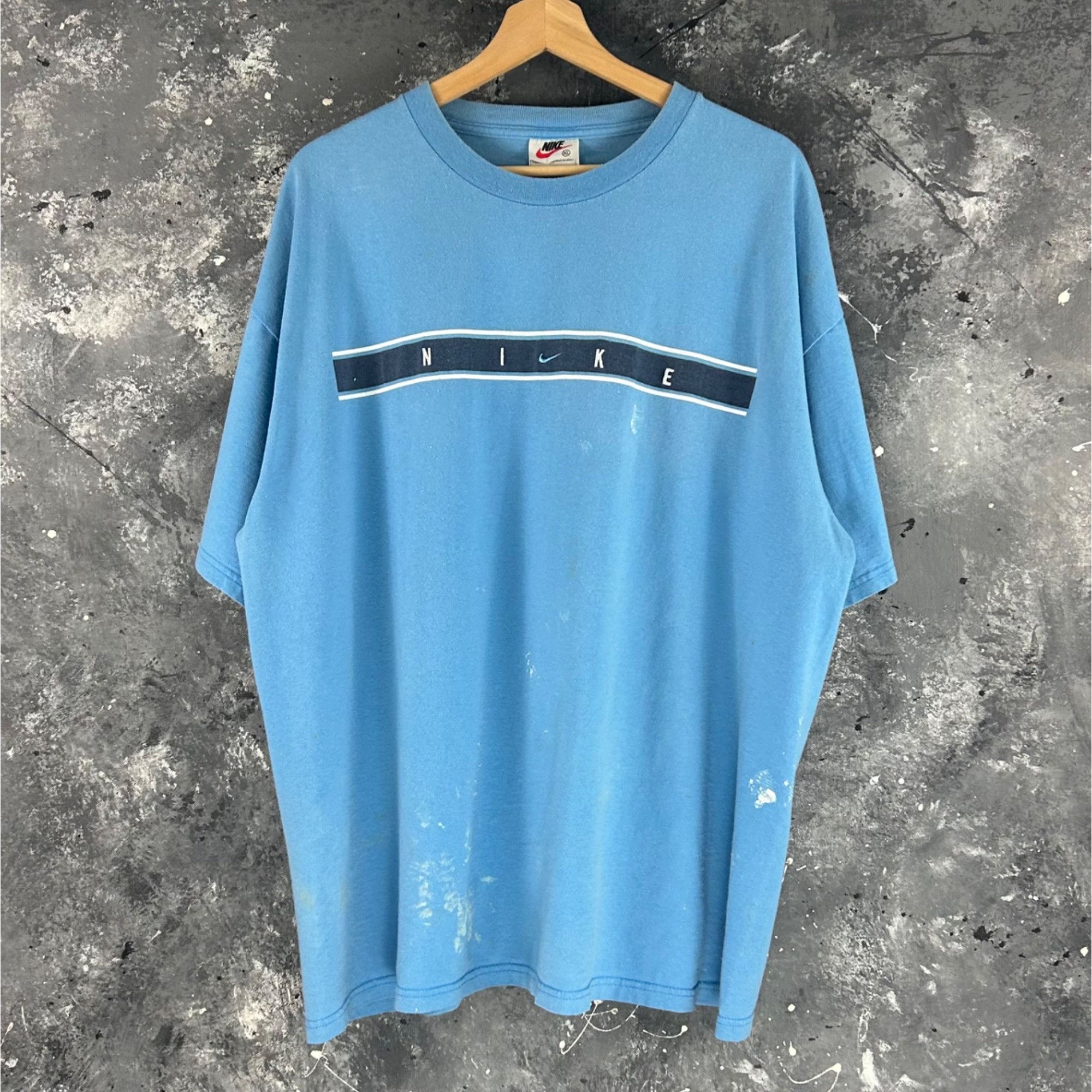 Nike Vintage 1990’s Nike paint splatter blue shirt Size US XL / EU 56 / 4 - 1 Thumbnail
