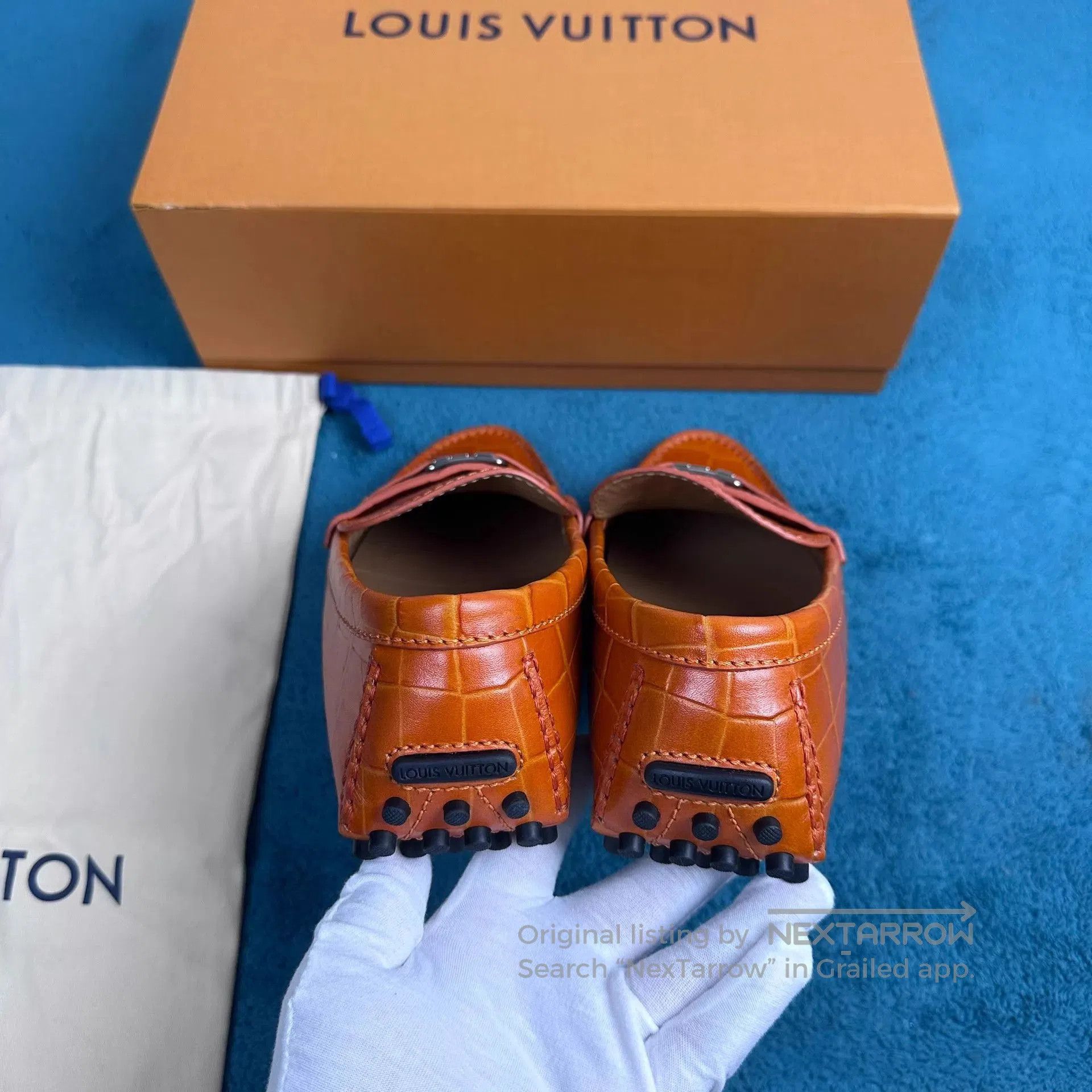 Louis Vuitton Orange Crocodile Pattern Slip. Size US 8 / EU 41 - 4 Thumbnail