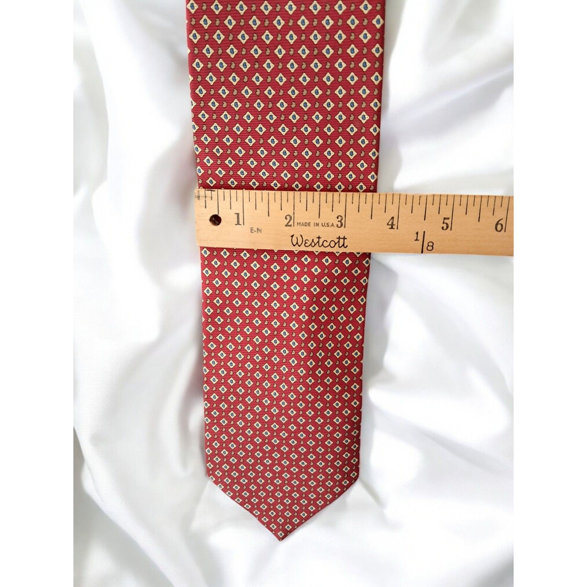 Vintage Vintage Giulio Randi Red Geometric Silk Tie – Made in Italy Size ONE SIZE - 9 Thumbnail