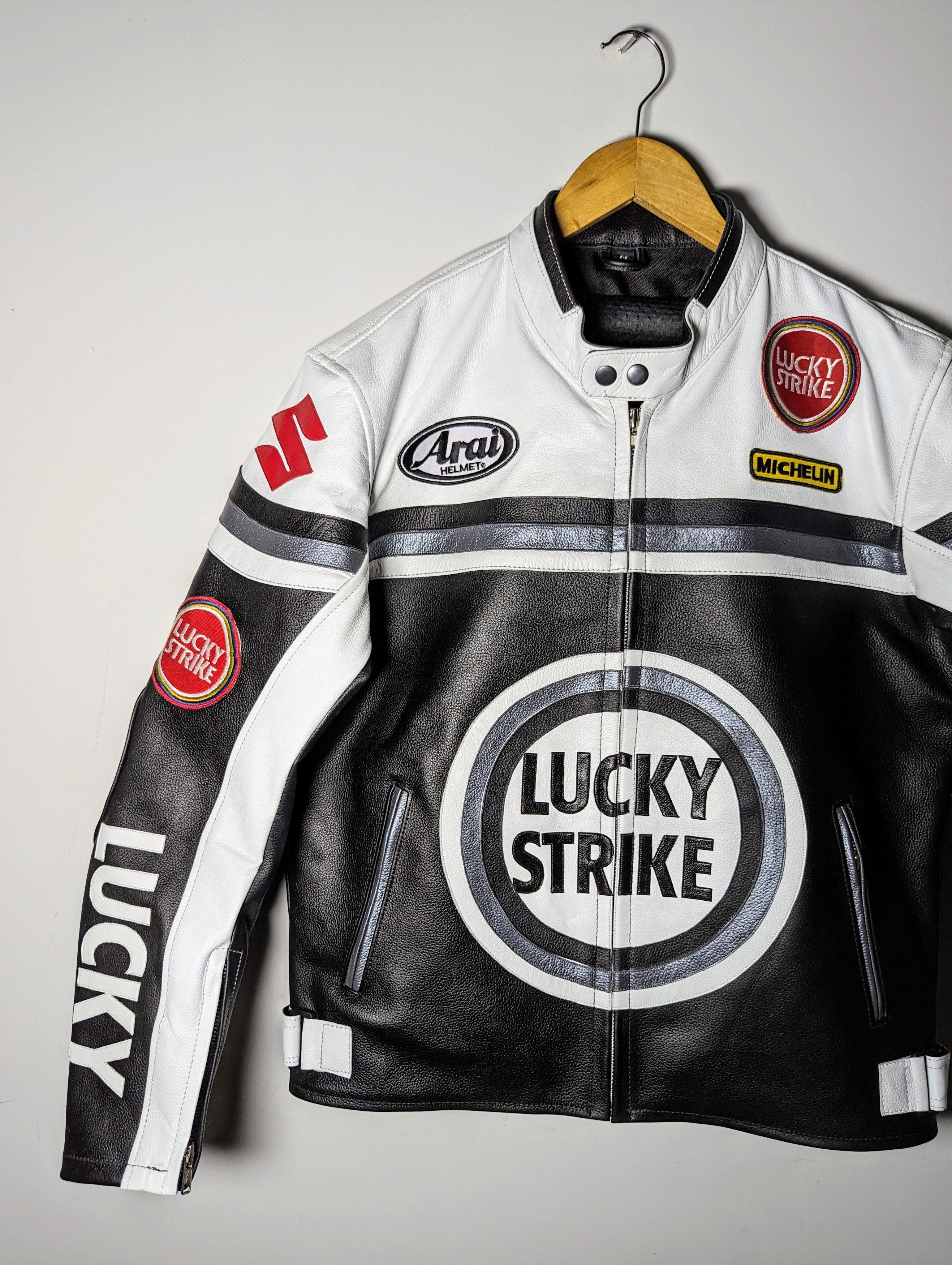 Vintage 🔥💵 LUCKY STRIKE RARE 90s LEATHER JACKET Size US L / EU 52-54 / 3 - 4 Thumbnail