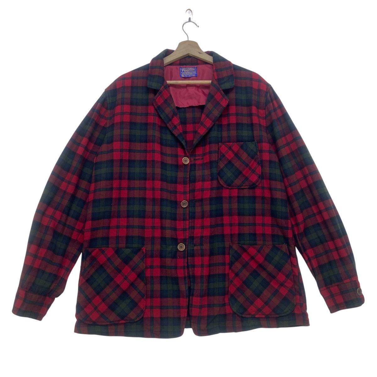 Pendleton Vintage Pendleton Red Checked Tartan Pure Virgin Wool Coat Size US L / EU 52-54 / 3 - 2 Thumbnail