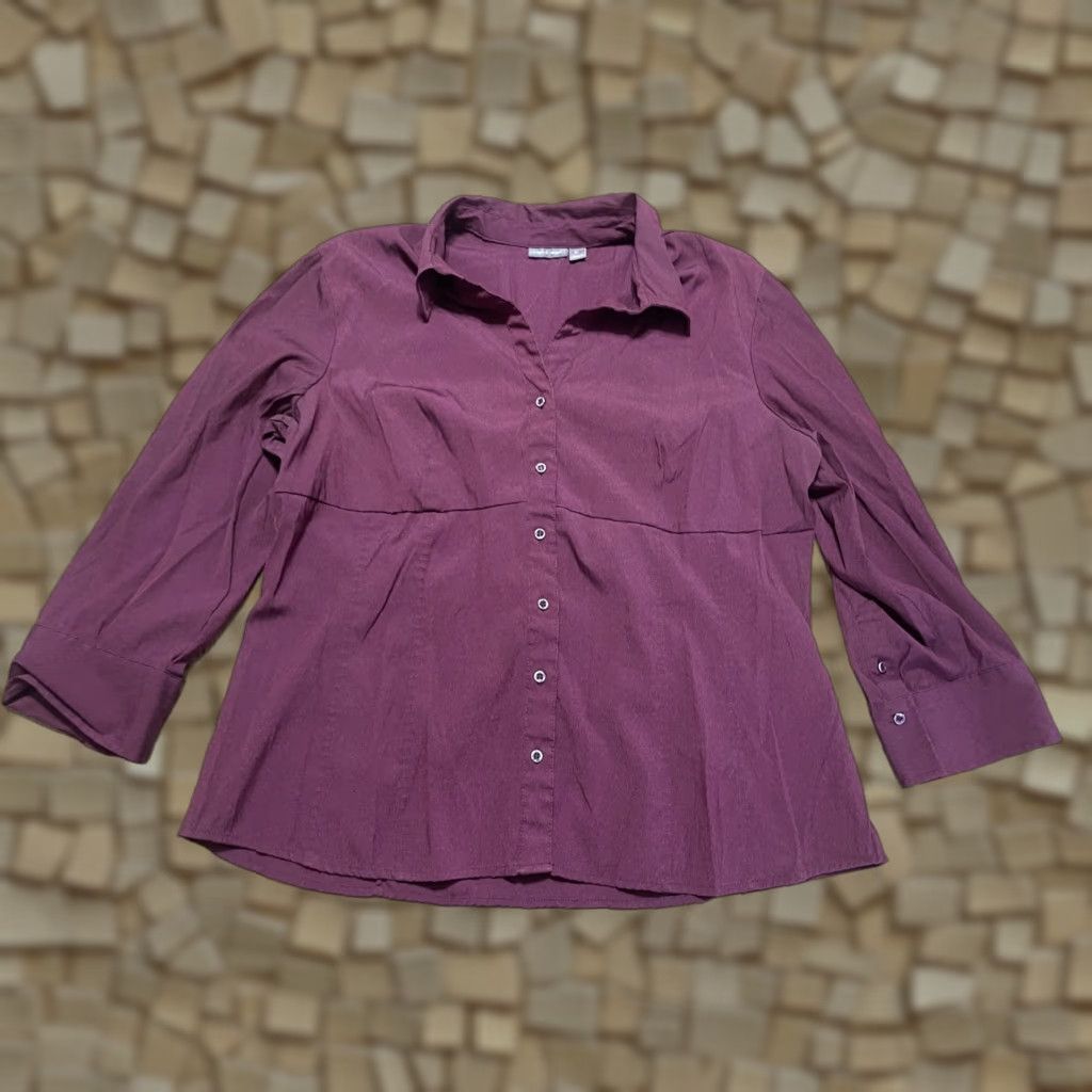 Apt. 9 apt. 9 Blouse Women's XL Maroon Button Up Long Sleeve Casual Fall Modern Regular Polyester Womens XL Blouse Button Up Size XL / US 12-14 / IT 48-50 - 1 Thumbnail