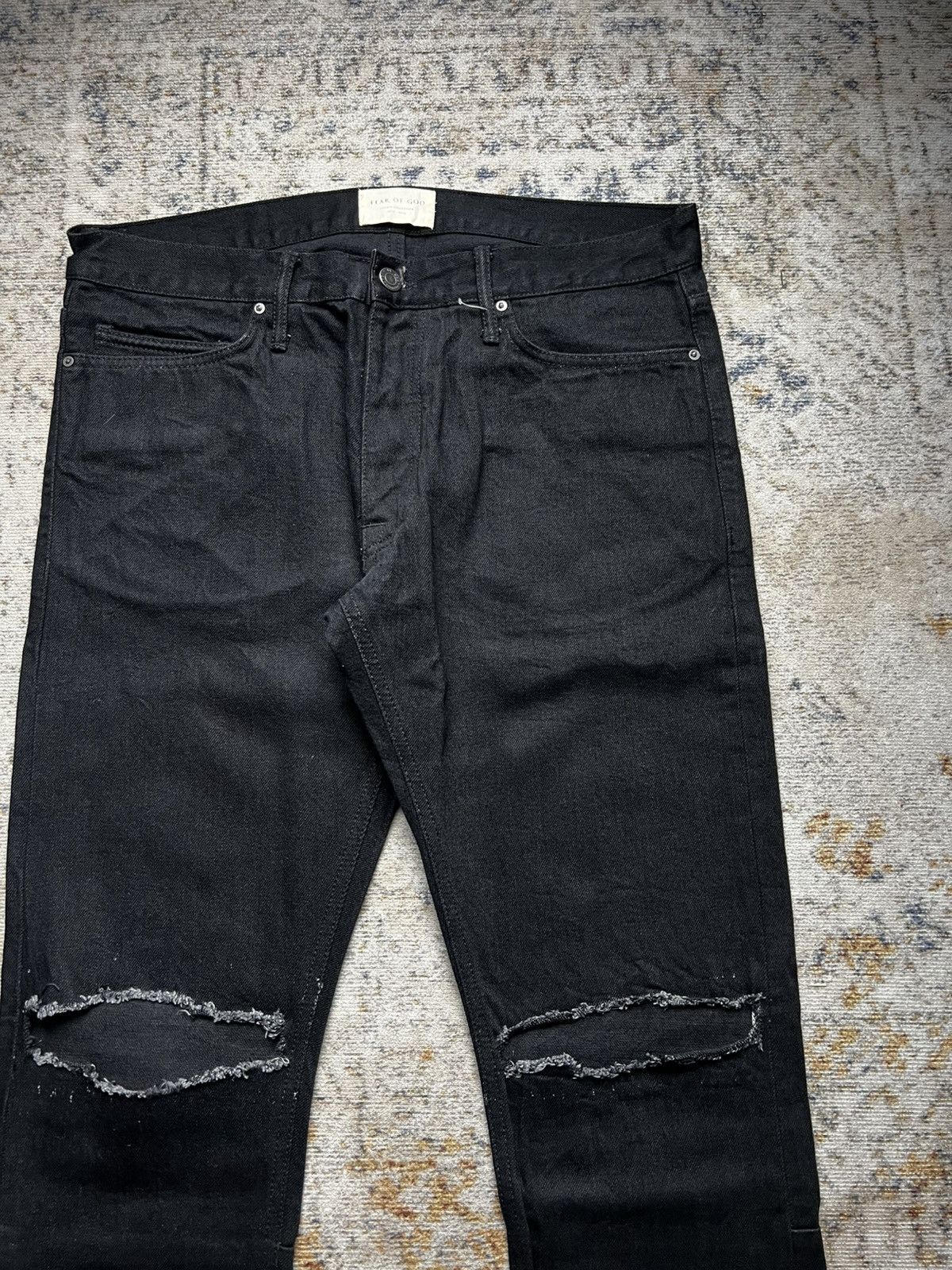 Fear of God Fear of God Distressed Black Denim Size US 32 / EU 48 - 3 Thumbnail