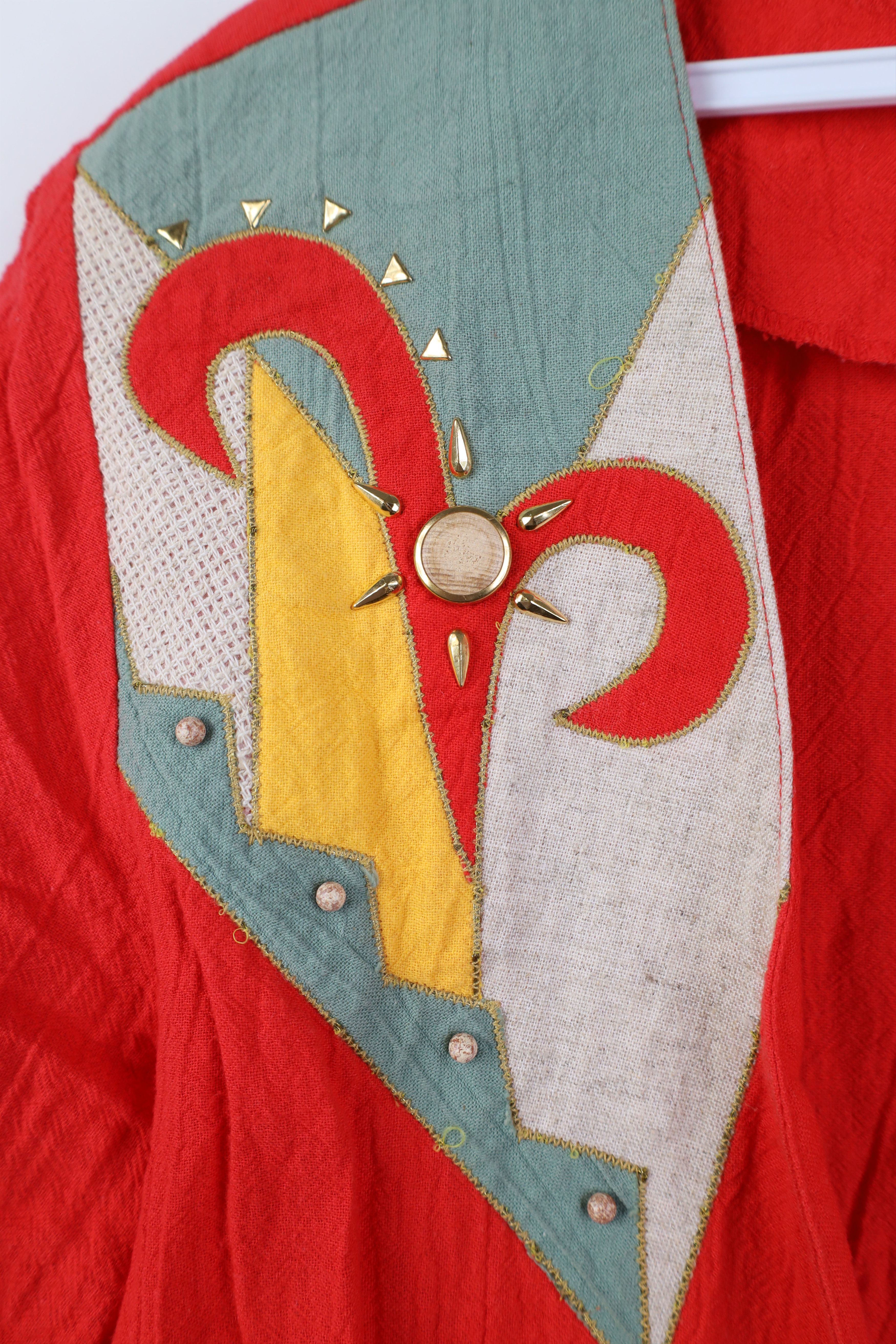 Vintage Vintage 90s Streetwear Abstract Sun Open Jacket Red USA Size M / US 6-8 / IT 42-44 - 4 Thumbnail
