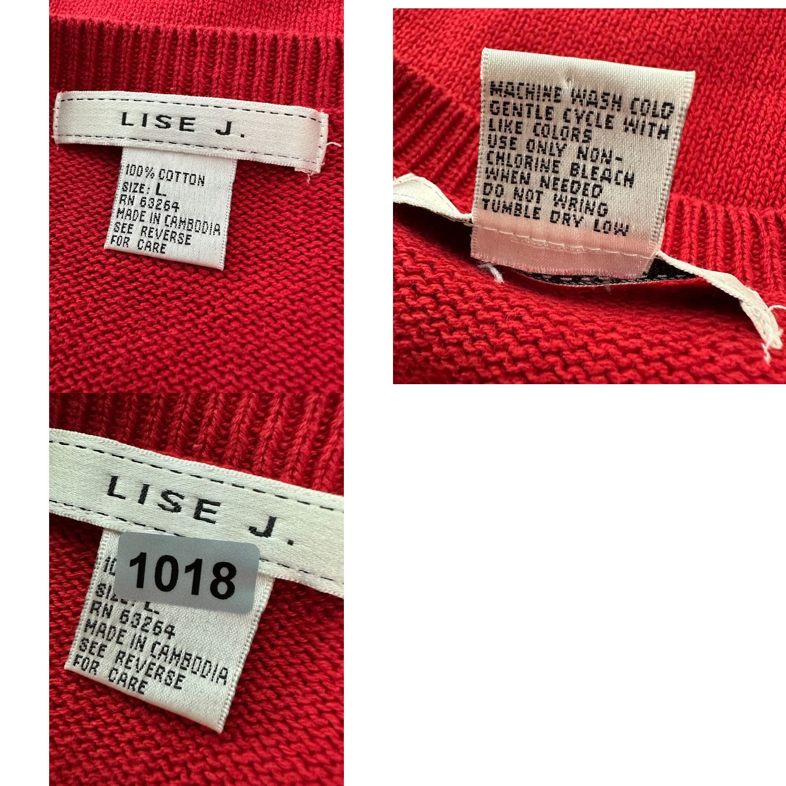 Vintage VINTAGE Lise J. Cardigan Sweater Womens Large Red Cotton Short Sleeve Navy? Size L / US 10 / IT 46 - 8 Thumbnail