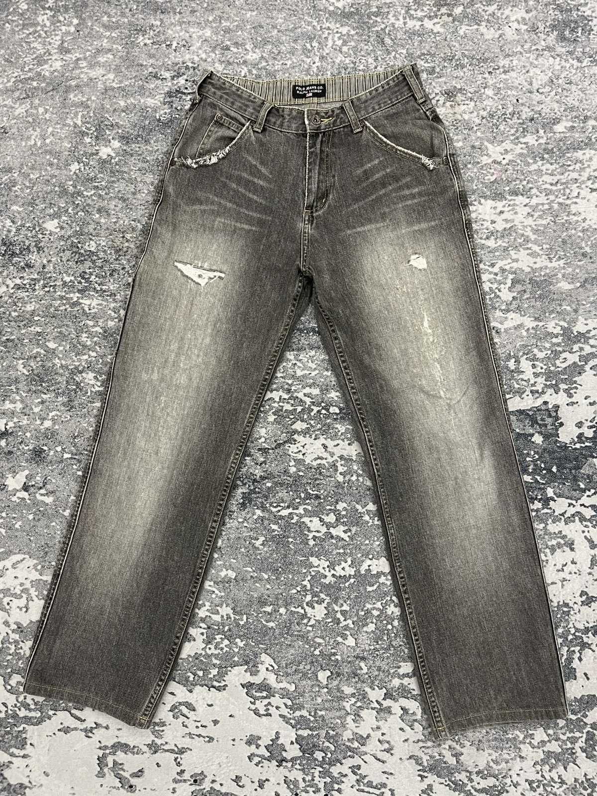 image of Jean x Polo Ralph Lauren Polo Ralph Laurent Carpenter Denim Distressed in Faded Black (Size 28)