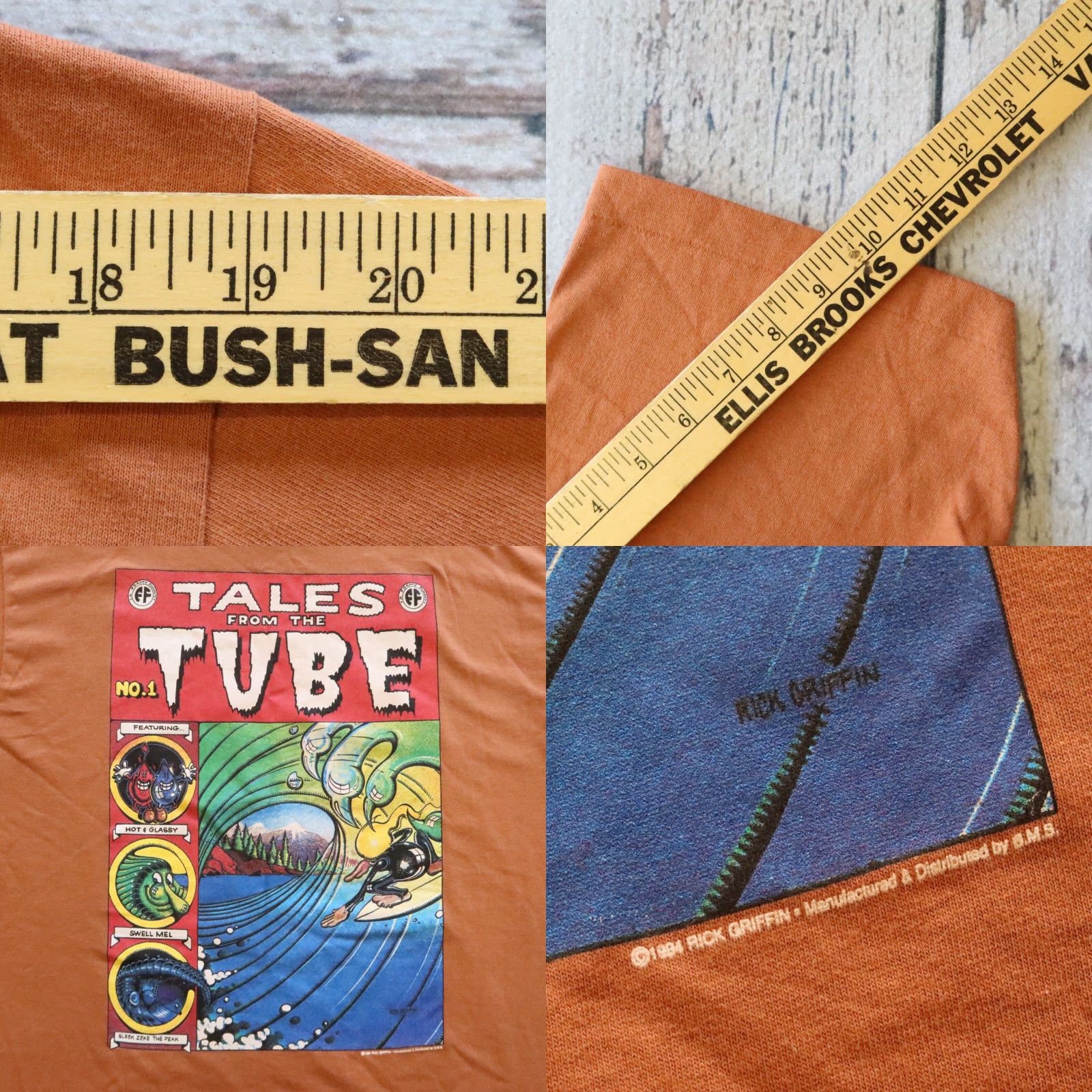 Griffin VINTAGE Rick Griffin Tales From The Tube Tshirt Shirt Mens L Brown 90s T-Shirt Size US L / EU 52-54 / 3 - 9 Thumbnail