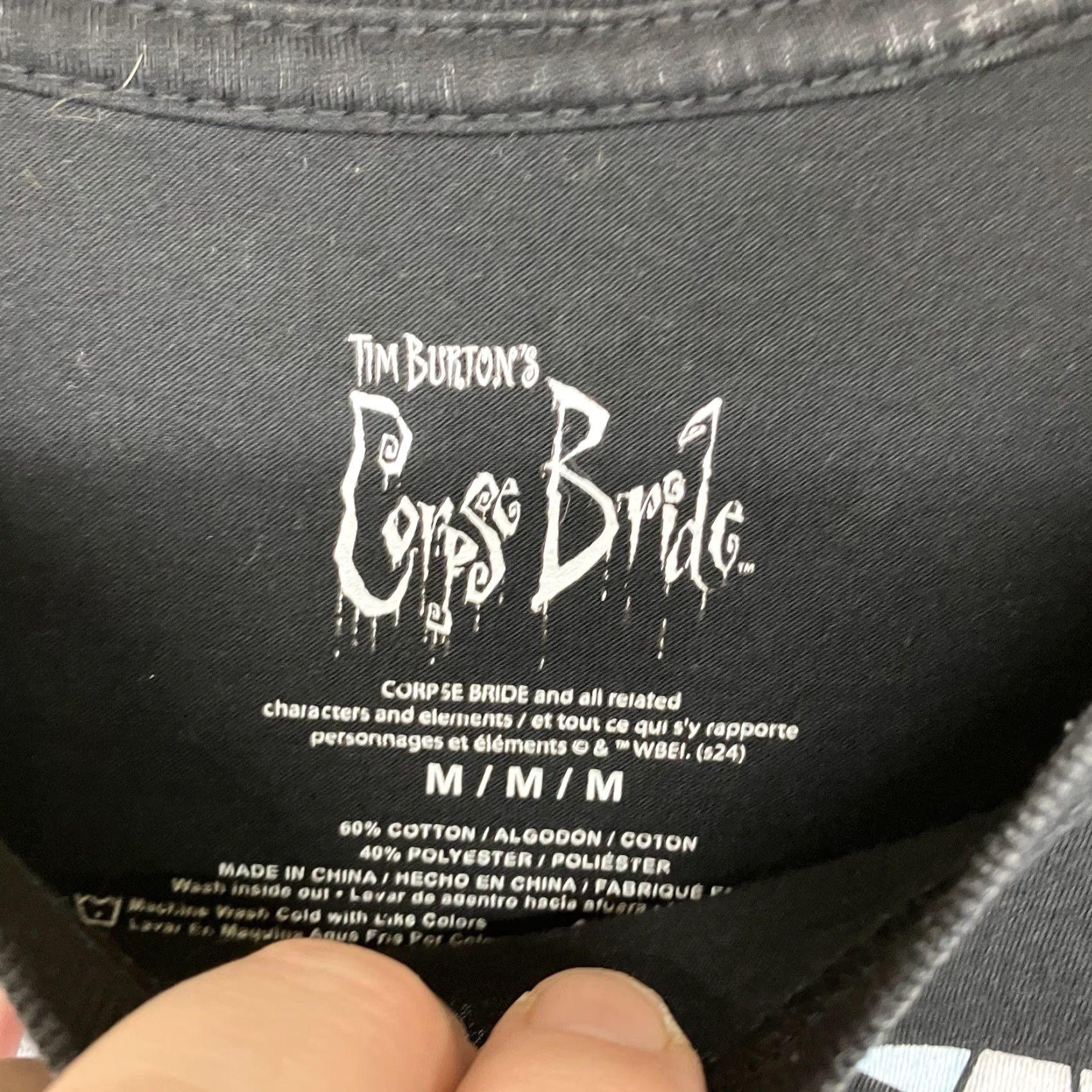 Burton Tim Burton Corpse Bride Movie Graphic Acid Wash Retro Goth T-Shirt Medium Black Logo Unisex Adults Short Sleeve Crew Neck Regular Fit Vintage No Size M / US 6-8 / IT 42-44 - 4 Thumbnail