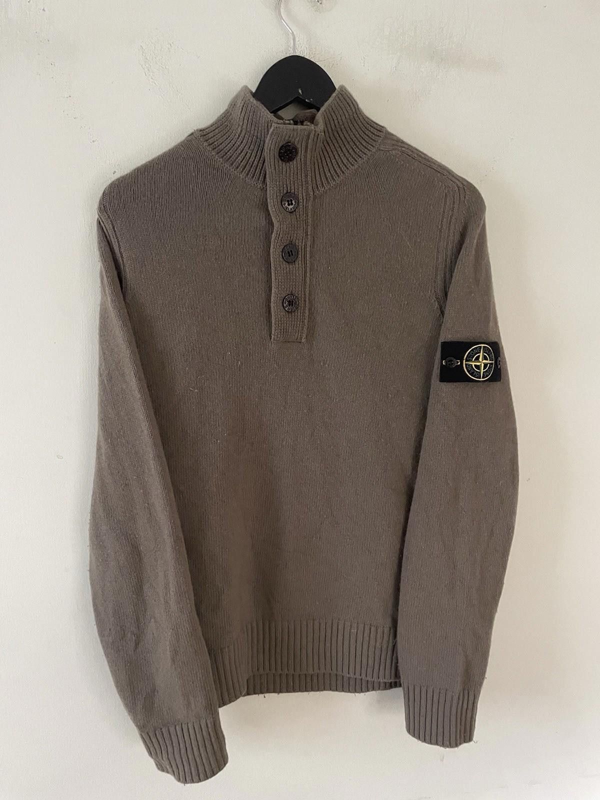 Stone Island Stone Island Khaki Wool Quarter Zip Jumper Medium Size US M / EU 48-50 / 2 - 1 Thumbnail