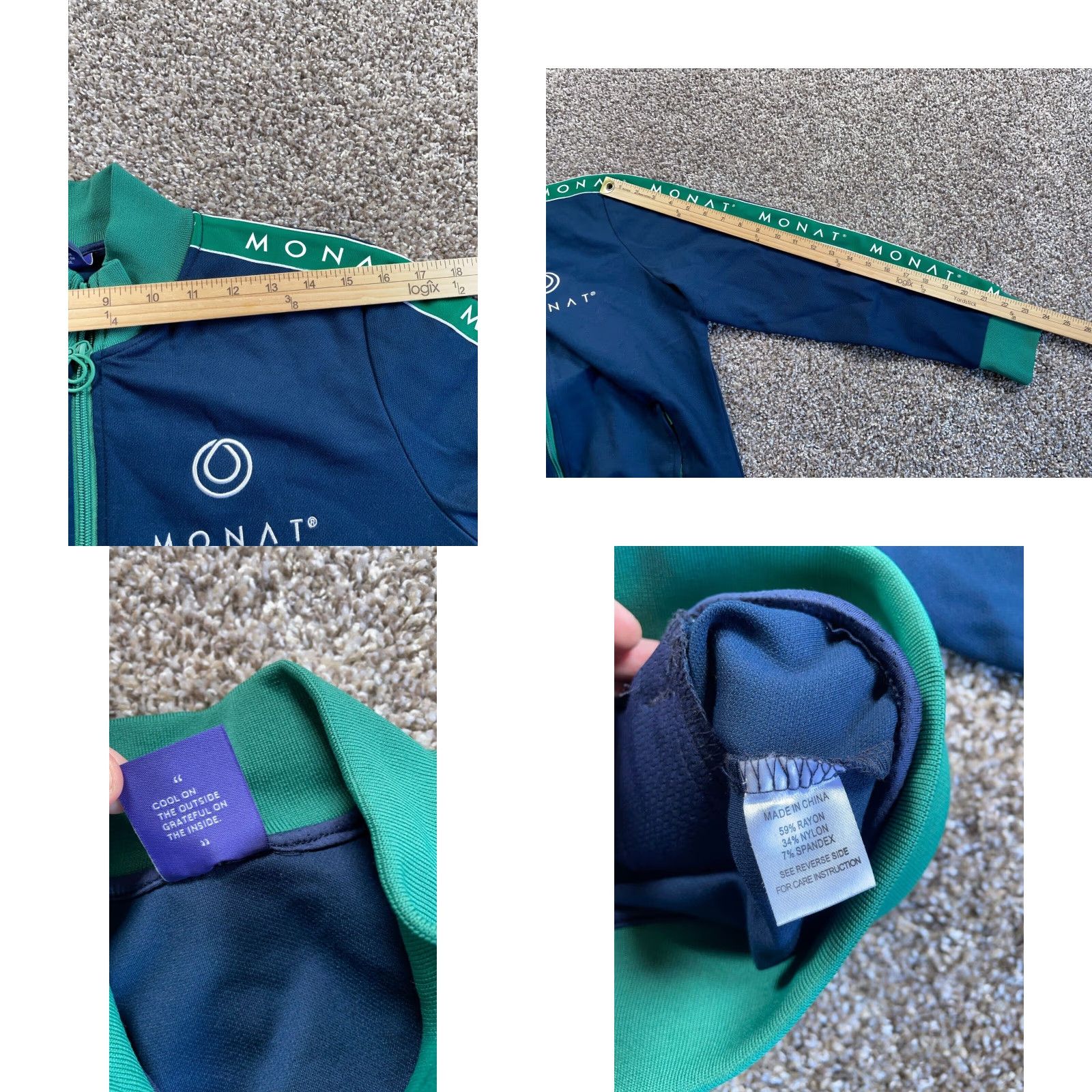 Vintage VINTAGE Monat Women's Track Jacket Medium Blue Green Zip Up Activewear Retro Sleeves Size M / US 6-8 / IT 42-44 - 8 Thumbnail